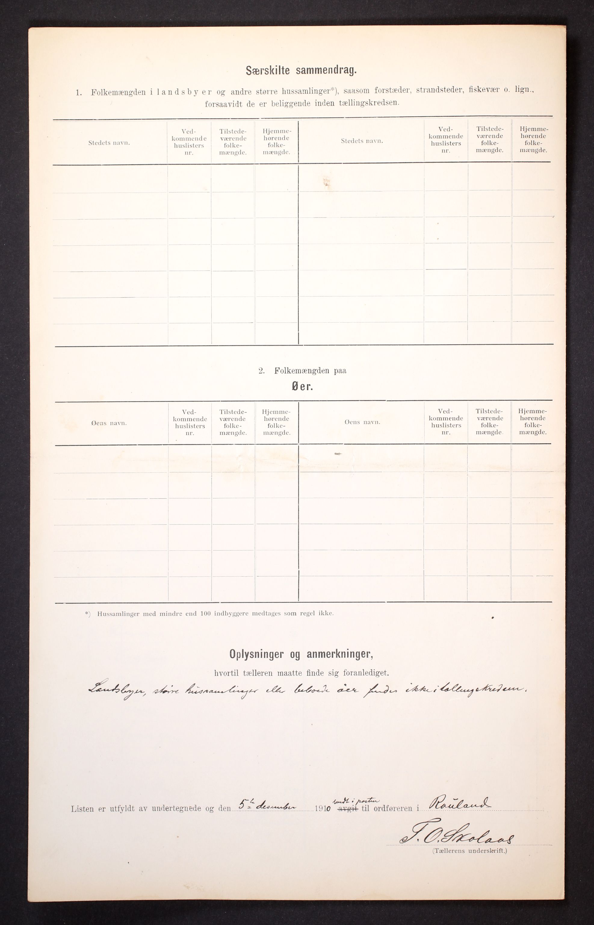 RA, 1910 census for Rauland, 1910, p. 36