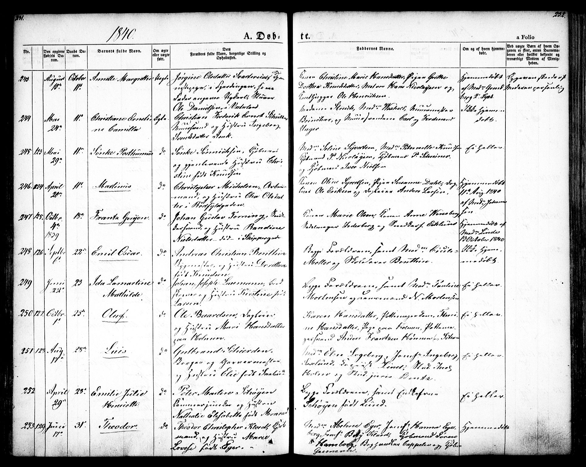 Oslo domkirke Kirkebøker, AV/SAO-A-10752/F/Fa/L0012: Parish register (official) no. 12, 1837-1845, p. 231-232