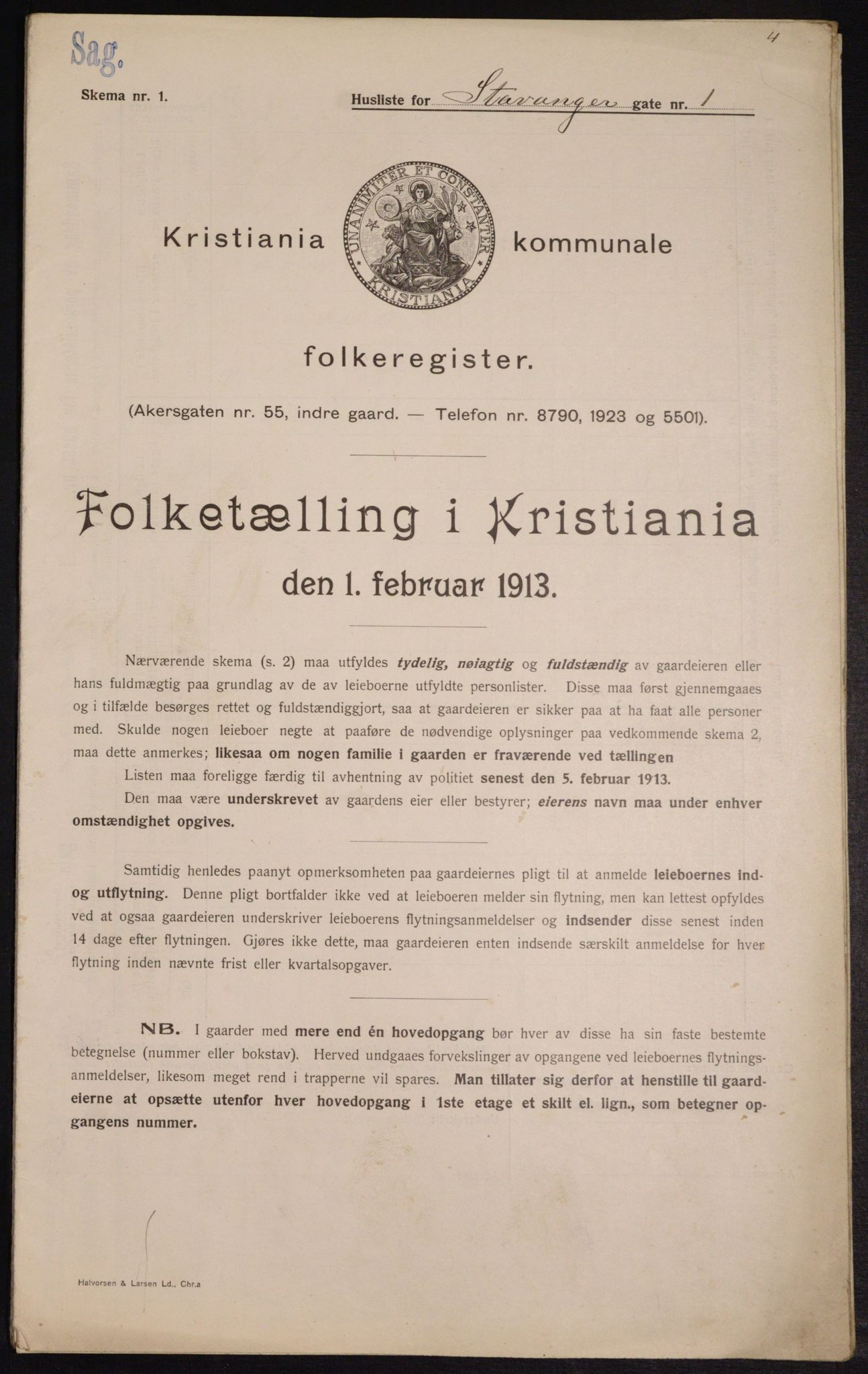 OBA, Municipal Census 1913 for Kristiania, 1913, p. 100691