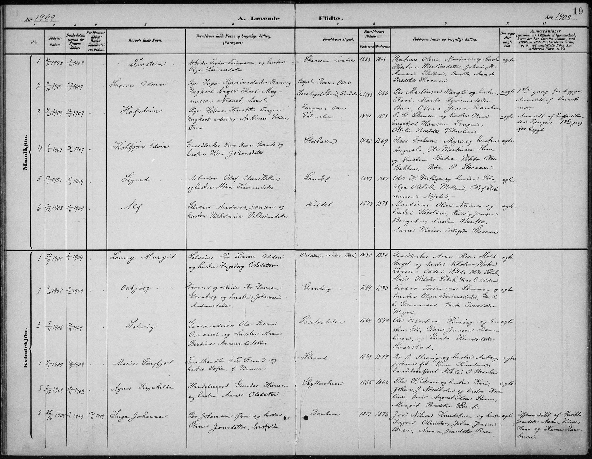 Åmot prestekontor, Hedmark, AV/SAH-PREST-056/H/Ha/Hab/L0003: Parish register (copy) no. 3, 1902-1938, p. 19