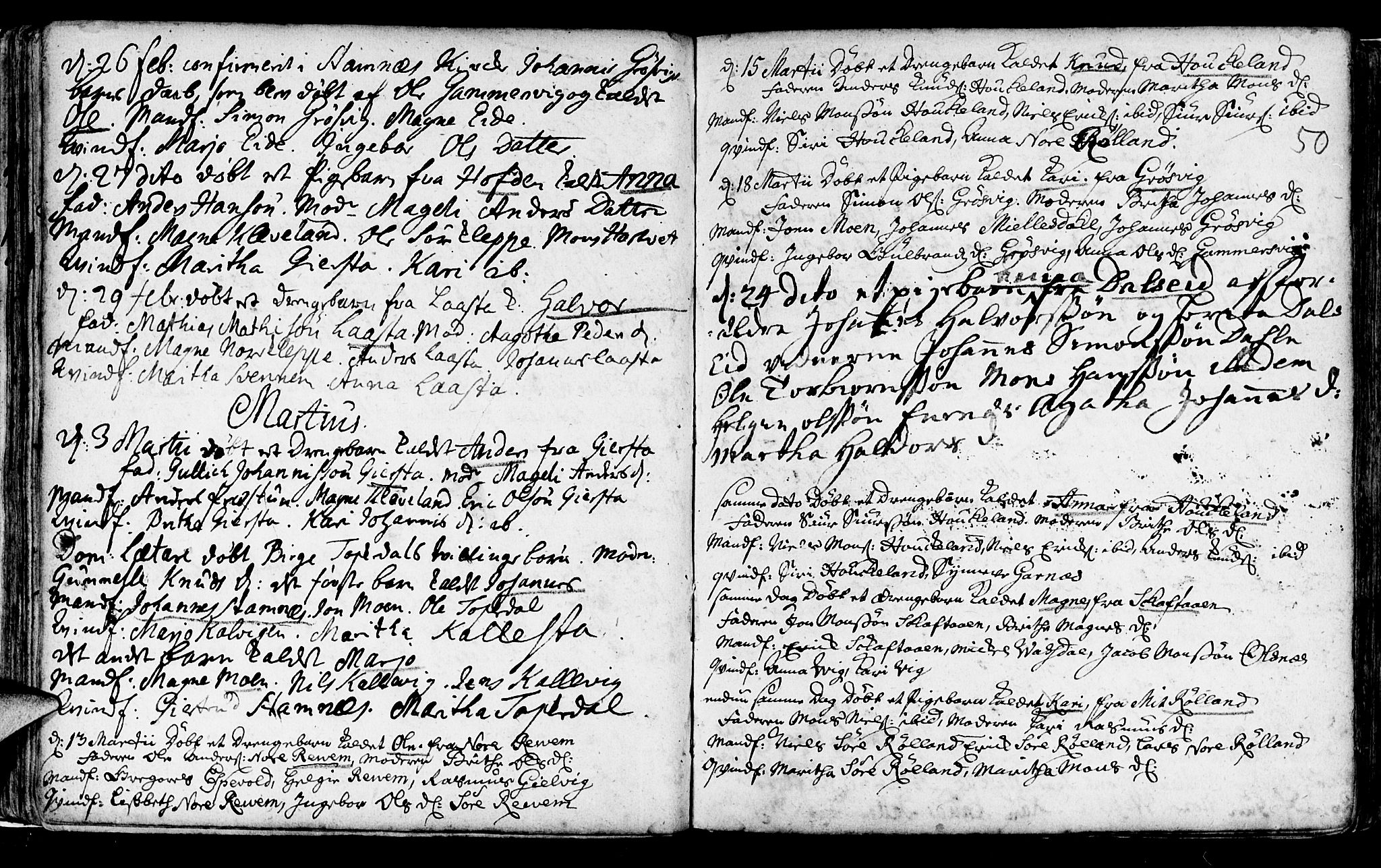 Haus sokneprestembete, SAB/A-75601/H/Haa: Parish register (official) no. A 5, 1733-1747, p. 50