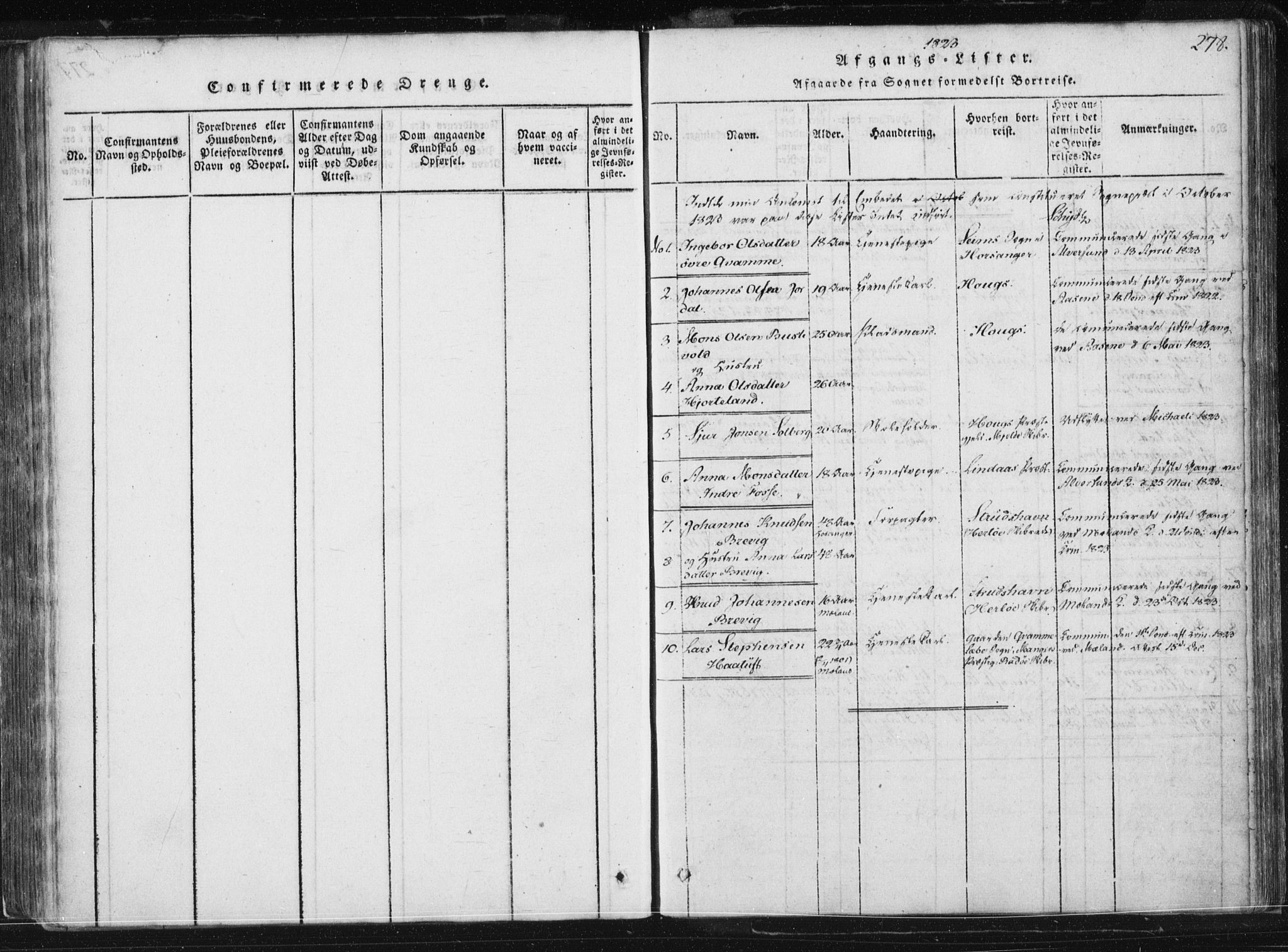 Hamre sokneprestembete, SAB/A-75501/H/Ha/Haa/Haaa/L0010: Parish register (official) no. A 10, 1816-1826, p. 278