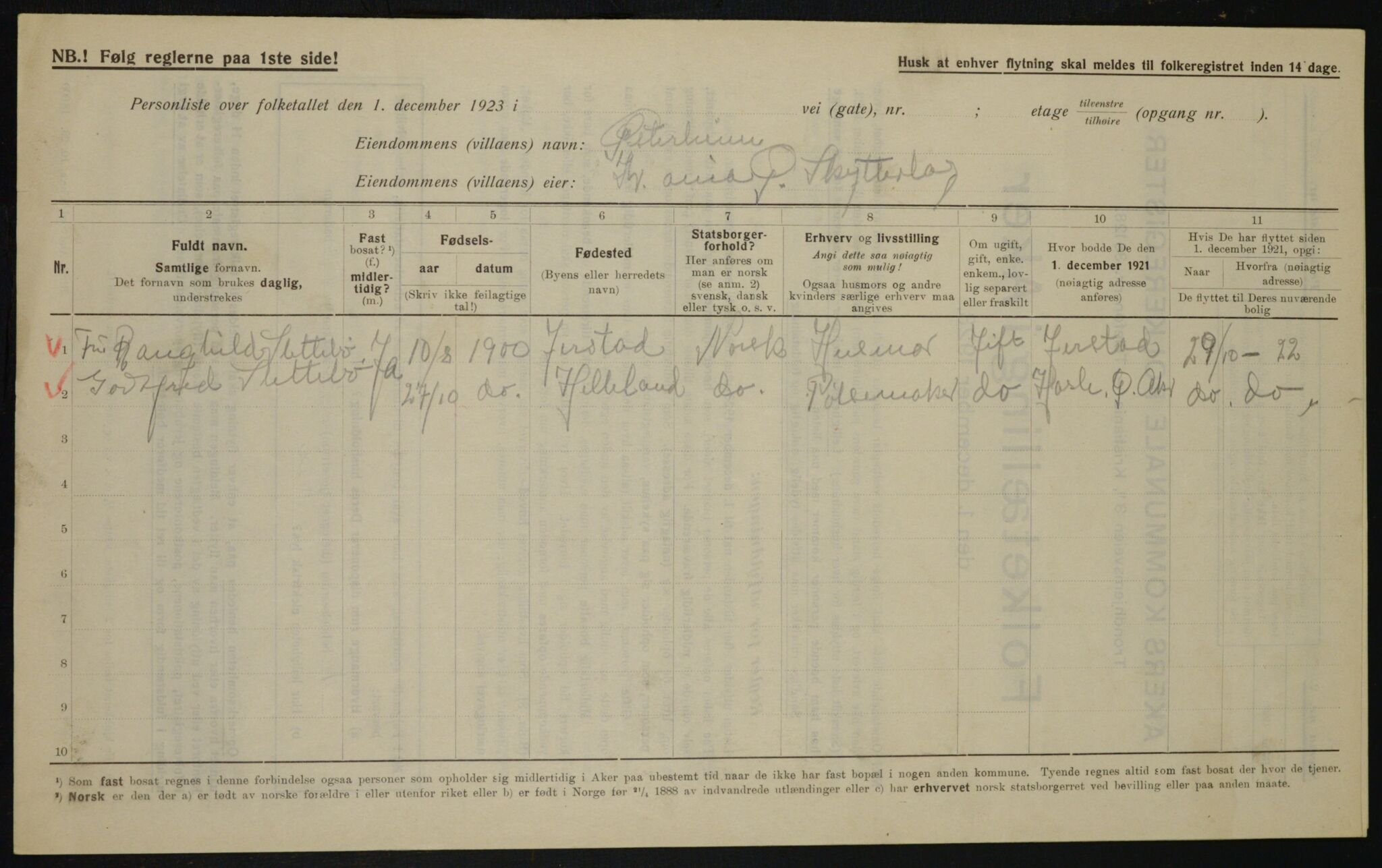 , Municipal Census 1923 for Aker, 1923, p. 22473