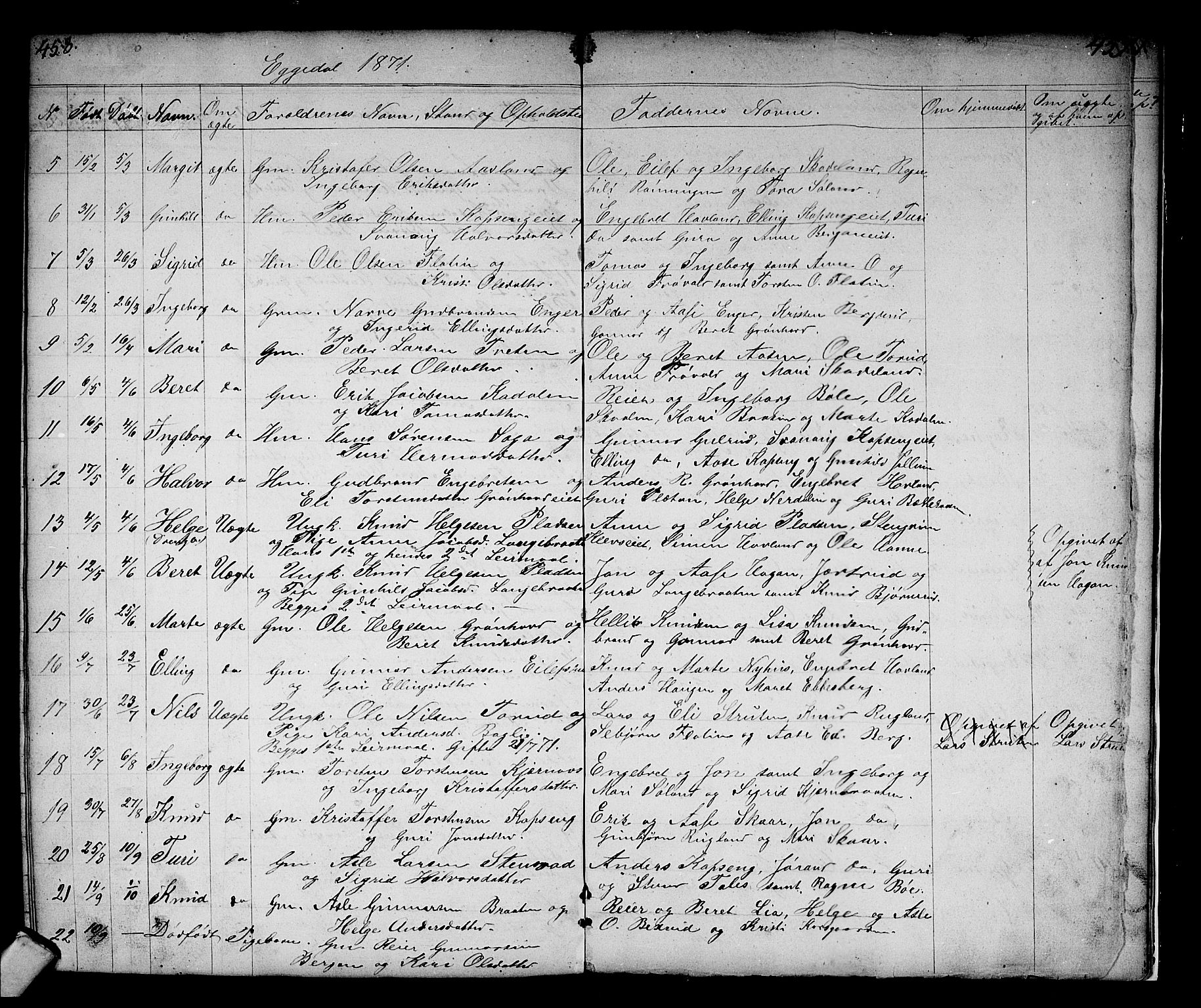 Sigdal kirkebøker, AV/SAKO-A-245/G/Gb/L0001: Parish register (copy) no. II 1, 1841-1874, p. 458-459
