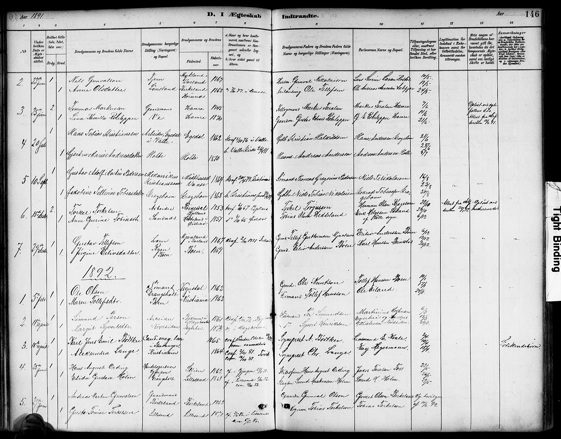 Tveit sokneprestkontor, AV/SAK-1111-0043/F/Fb/L0004: Parish register (copy) no. B 4, 1887-1914, p. 146