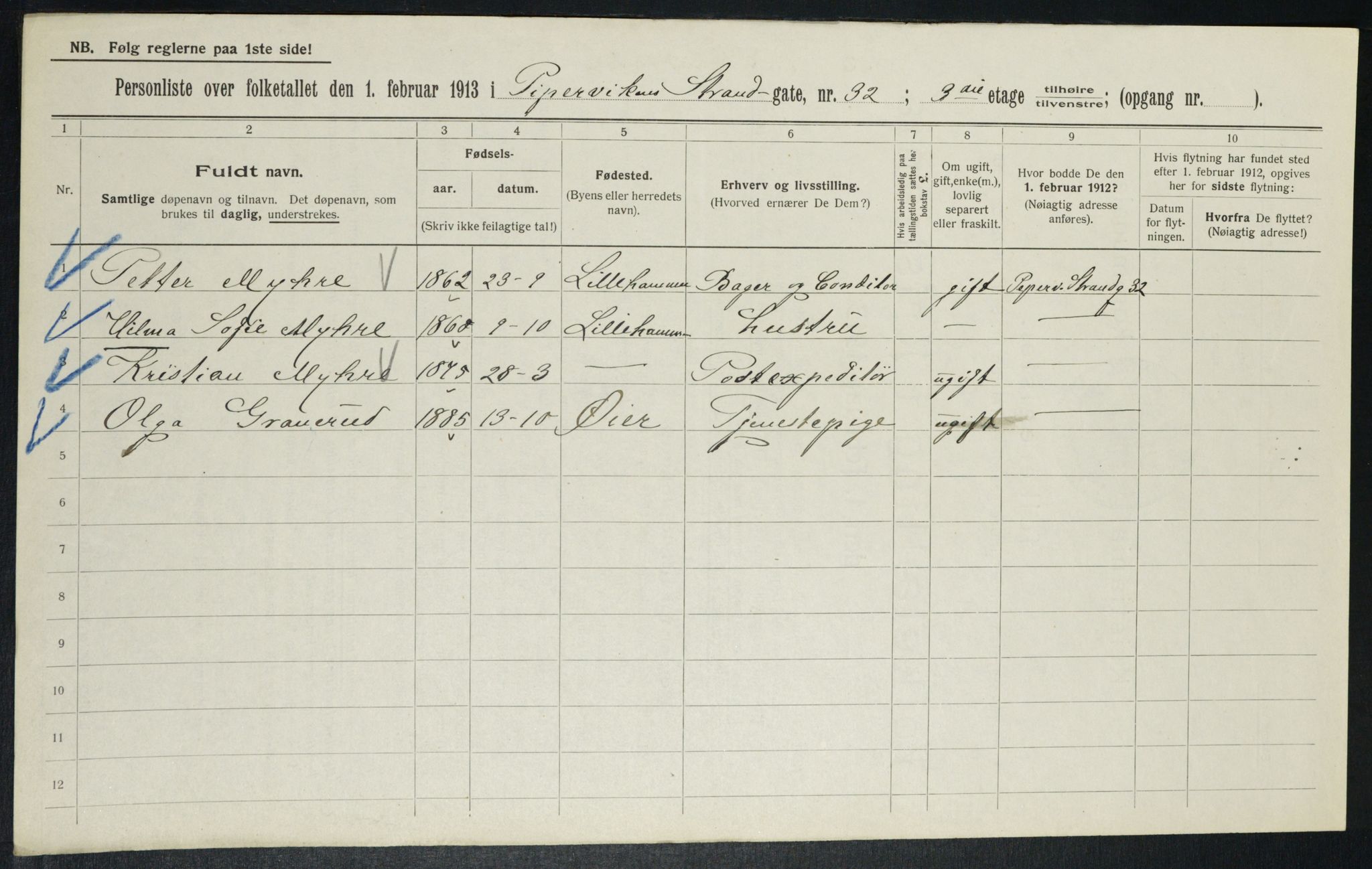 OBA, Municipal Census 1913 for Kristiania, 1913, p. 104014