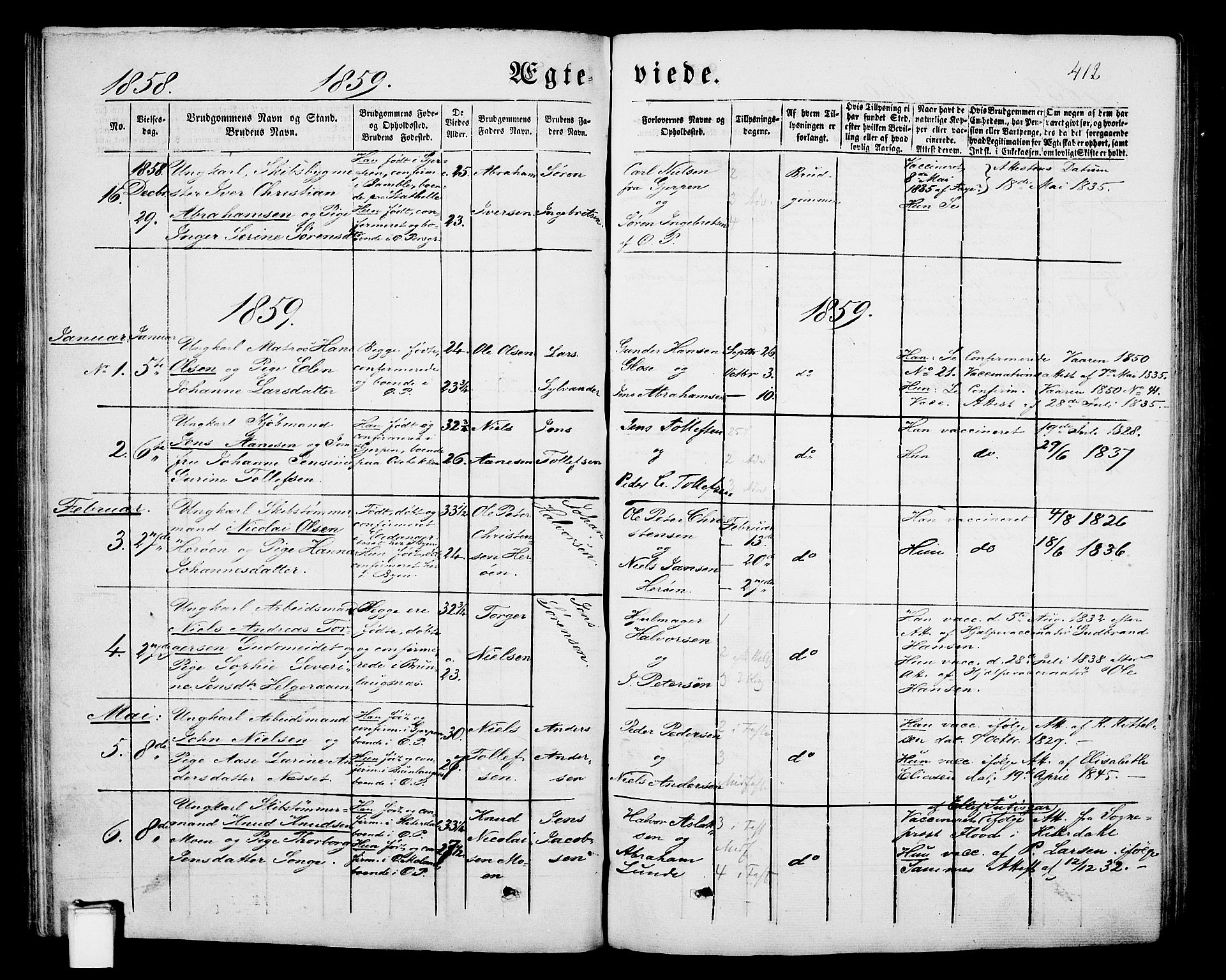 Porsgrunn kirkebøker , SAKO/A-104/G/Gb/L0004: Parish register (copy) no. II 4, 1853-1882, p. 412