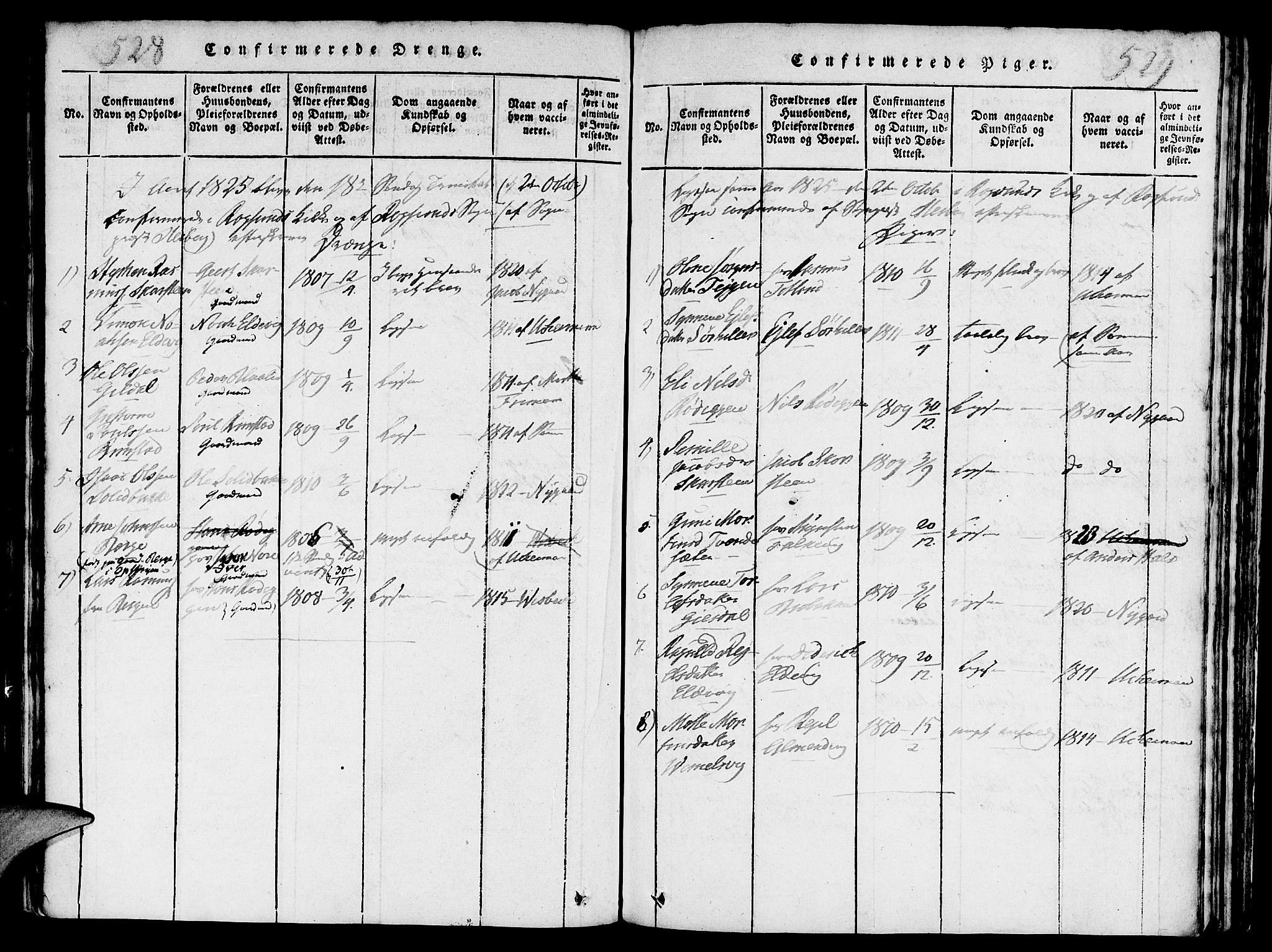 Davik sokneprestembete, AV/SAB-A-79701/H/Haa/Haaa/L0003: Parish register (official) no. A 3, 1816-1830, p. 528-529