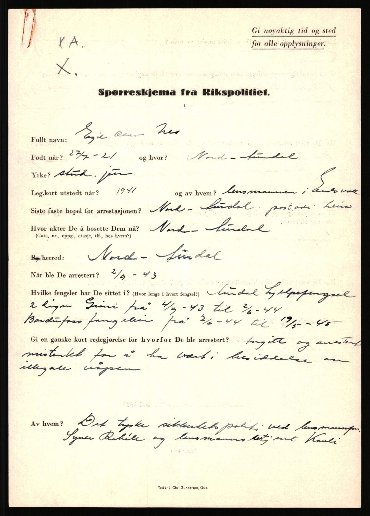 Rikspolitisjefen, AV/RA-S-1560/L/L0012: Mogensen, Øivind - Noraas, Lars, 1940-1945, p. 426