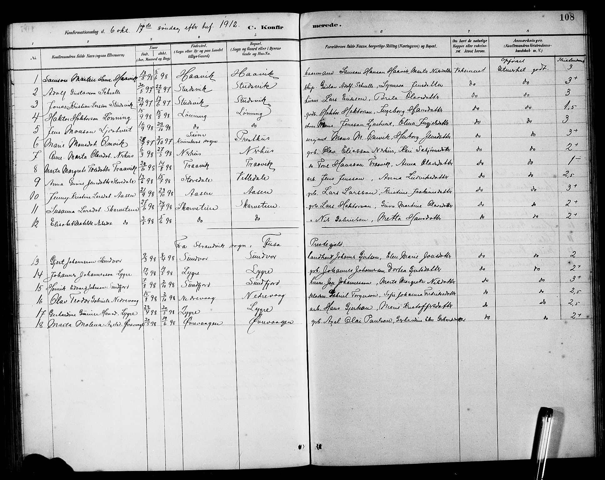 Kvinnherad sokneprestembete, SAB/A-76401/H/Hab: Parish register (copy) no. E 1, 1885-1921, p. 108