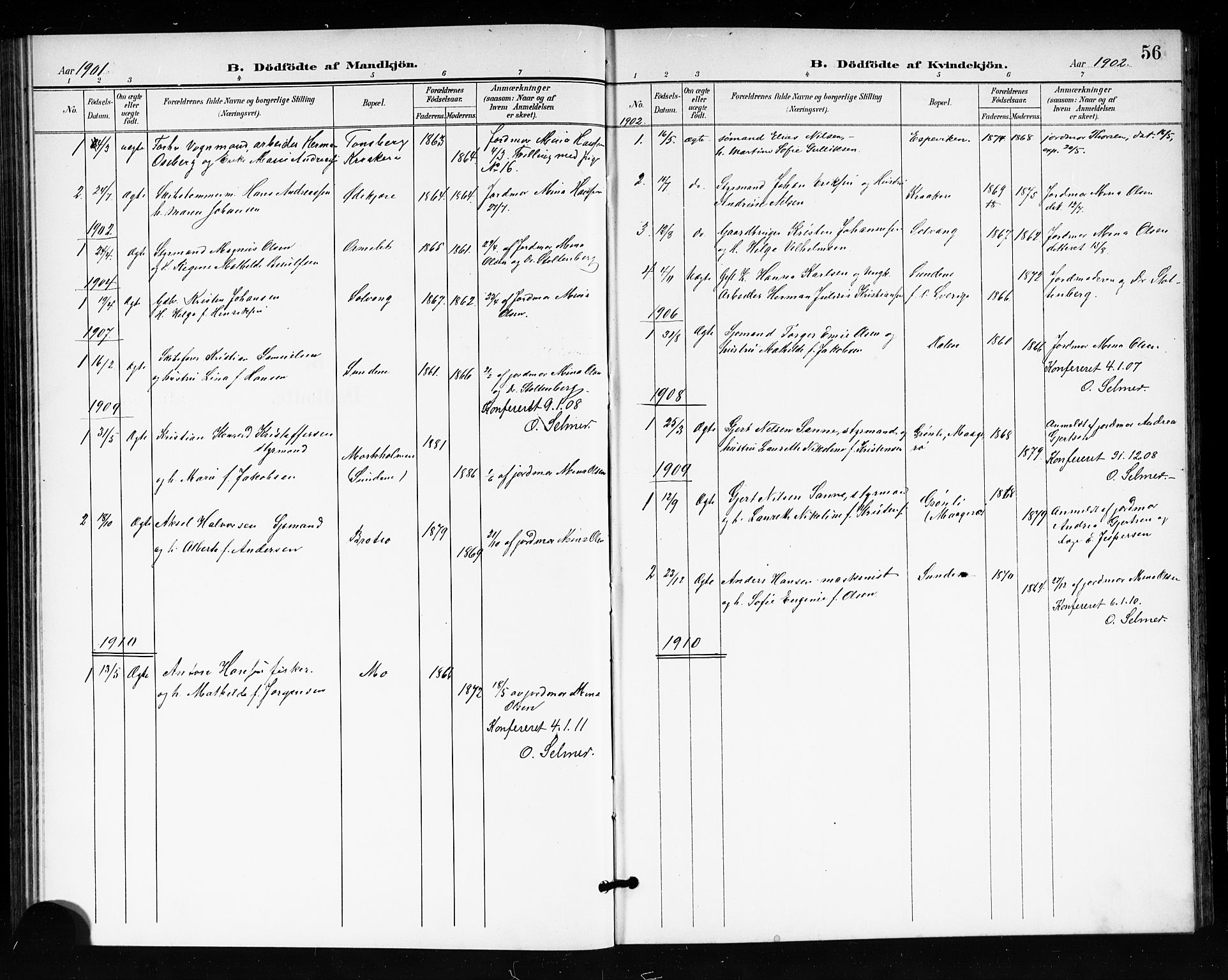 Tjøme kirkebøker, SAKO/A-328/G/Ga/L0001: Parish register (copy) no. 1, 1901-1910, p. 56