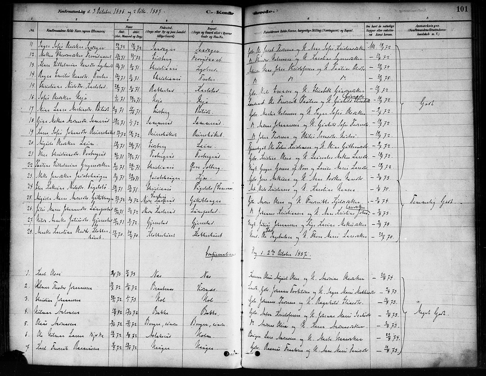 Skiptvet prestekontor Kirkebøker, AV/SAO-A-20009/F/Fa/L0009: Parish register (official) no. 9, 1878-1900, p. 101