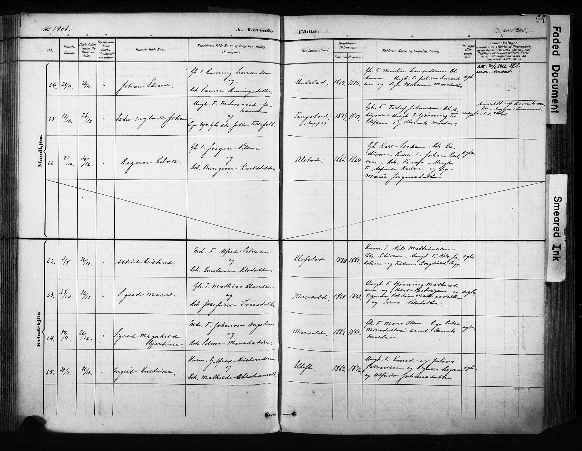 Ministerialprotokoller, klokkerbøker og fødselsregistre - Nordland, AV/SAT-A-1459/880/L1134: Parish register (official) no. 880A08, 1899-1908, p. 94