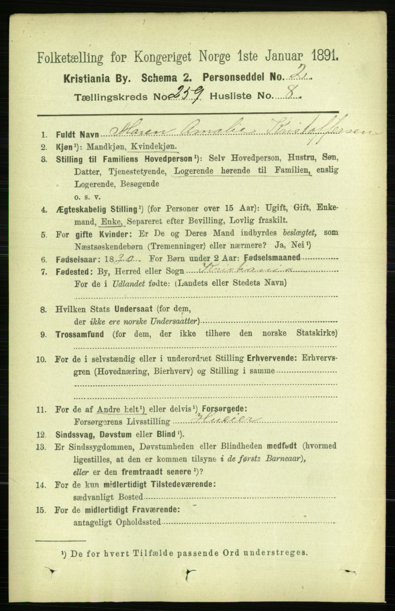 RA, 1891 census for 0301 Kristiania, 1891, p. 157476