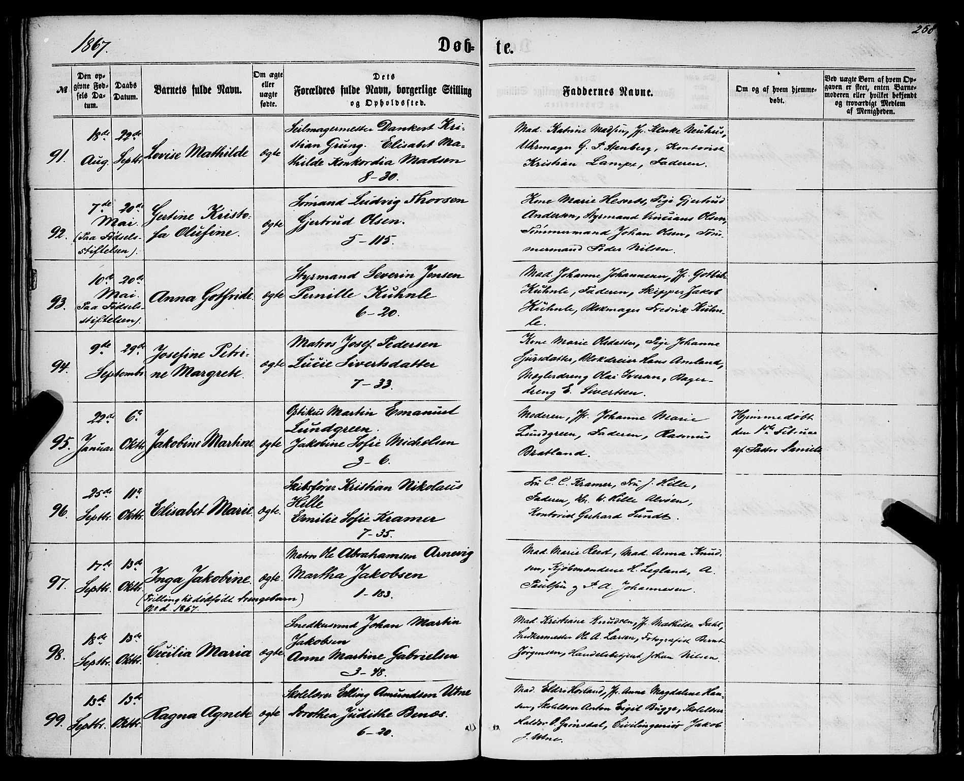 Nykirken Sokneprestembete, SAB/A-77101/H/Haa/L0015: Parish register (official) no. B 2, 1858-1869, p. 258