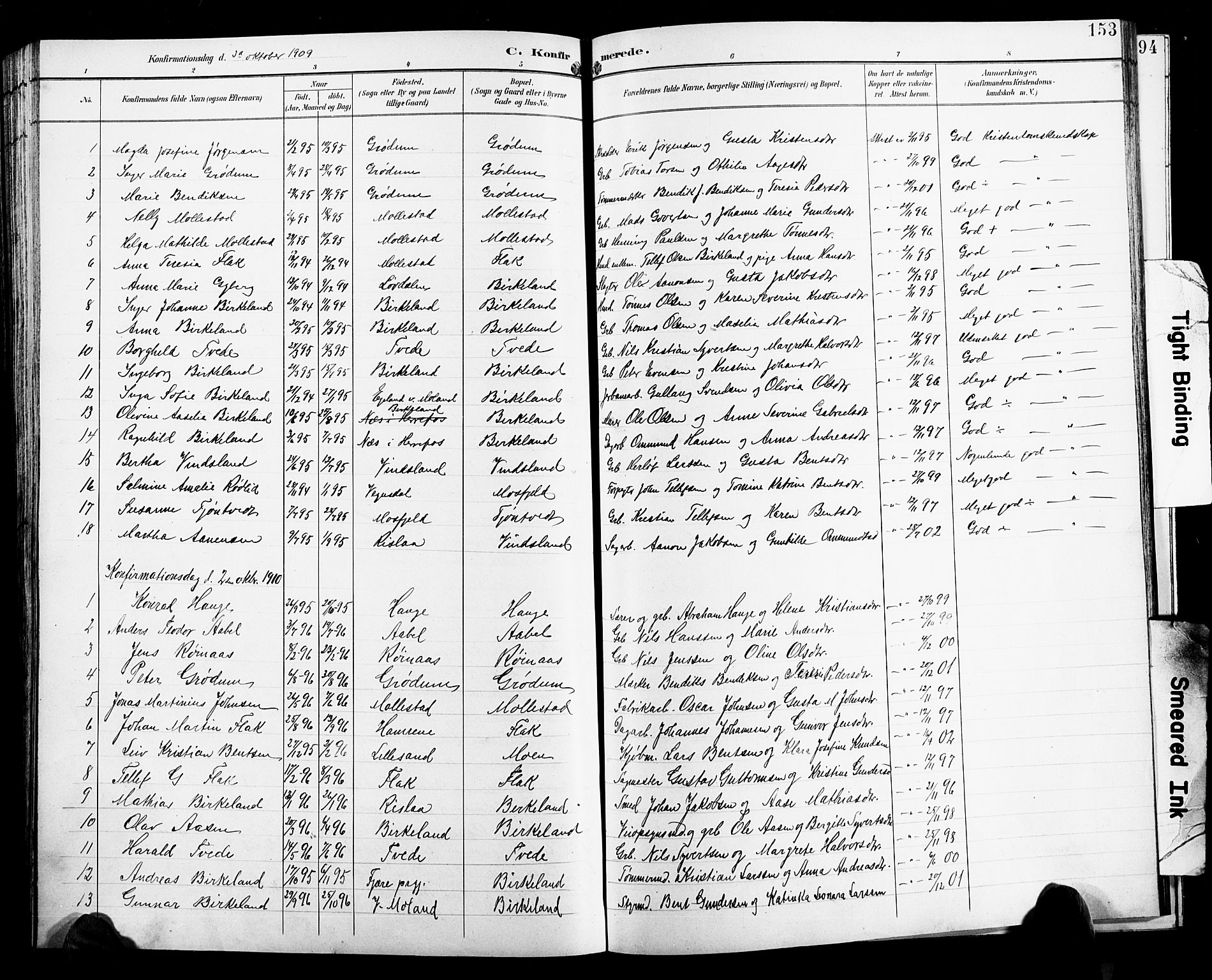 Birkenes sokneprestkontor, SAK/1111-0004/F/Fb/L0004: Parish register (copy) no. B 4, 1893-1930, p. 153