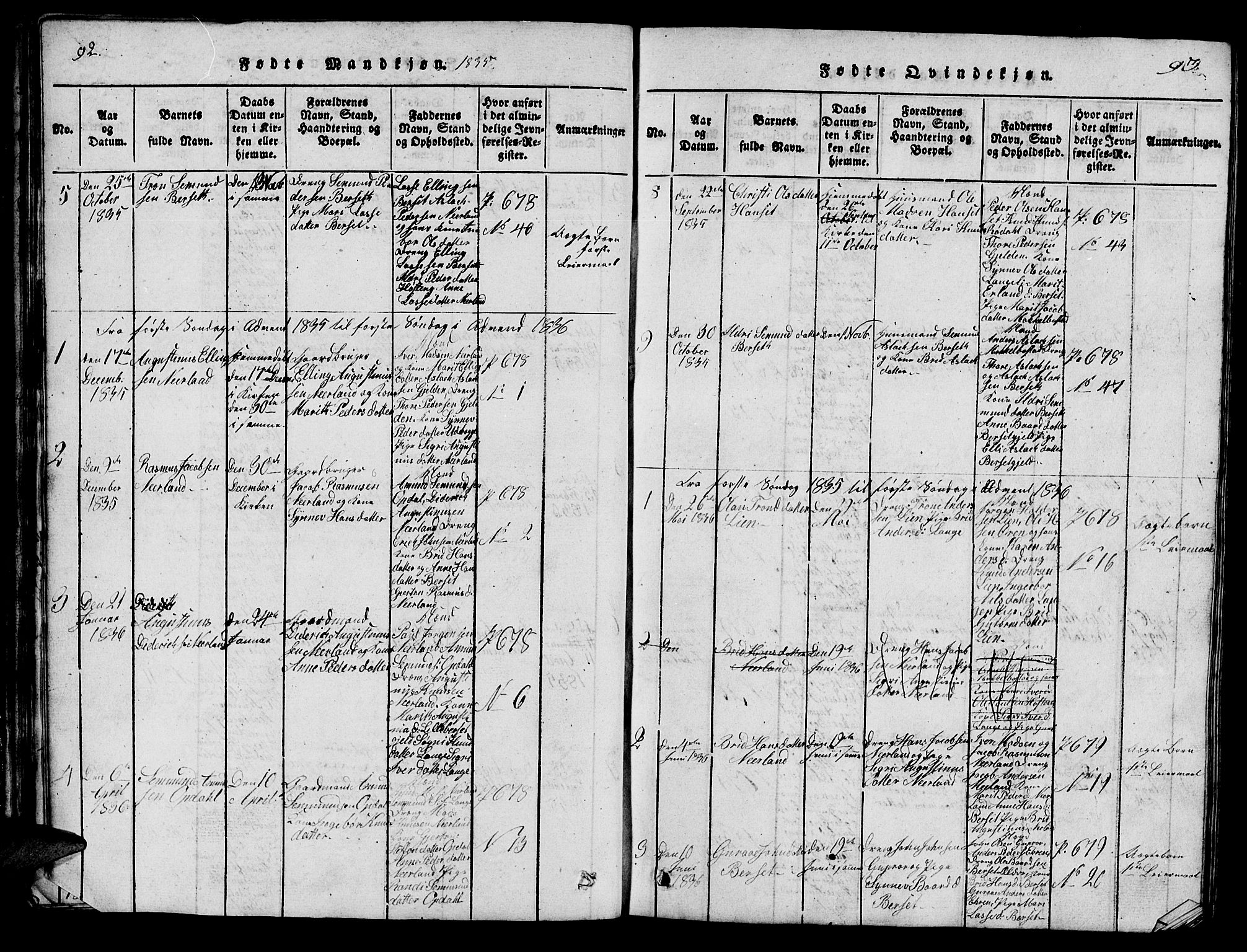 Ministerialprotokoller, klokkerbøker og fødselsregistre - Møre og Romsdal, SAT/A-1454/554/L0644: Parish register (copy) no. 554C01, 1818-1851, p. 92-93