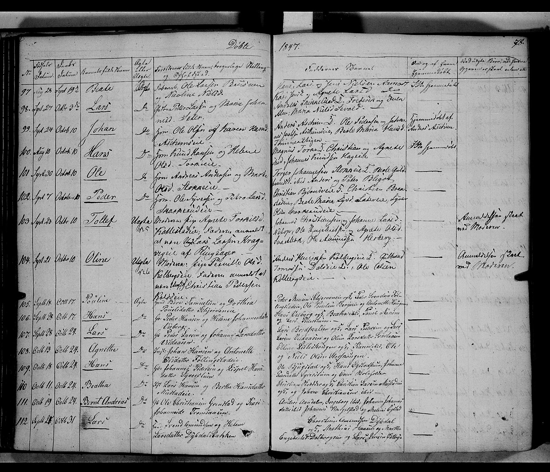 Vardal prestekontor, SAH/PREST-100/H/Ha/Haa/L0005: Parish register (official) no. 5, 1831-1853, p. 78