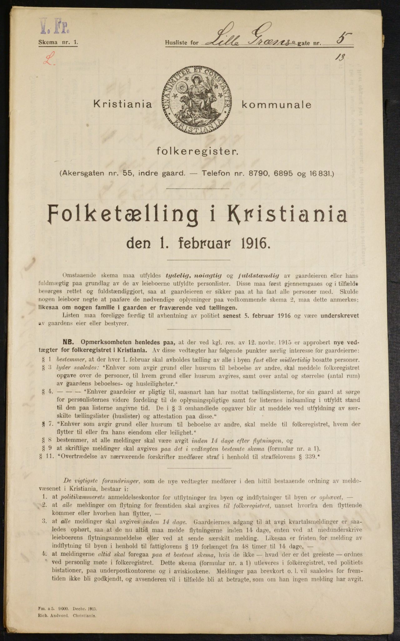 OBA, Municipal Census 1916 for Kristiania, 1916, p. 58848