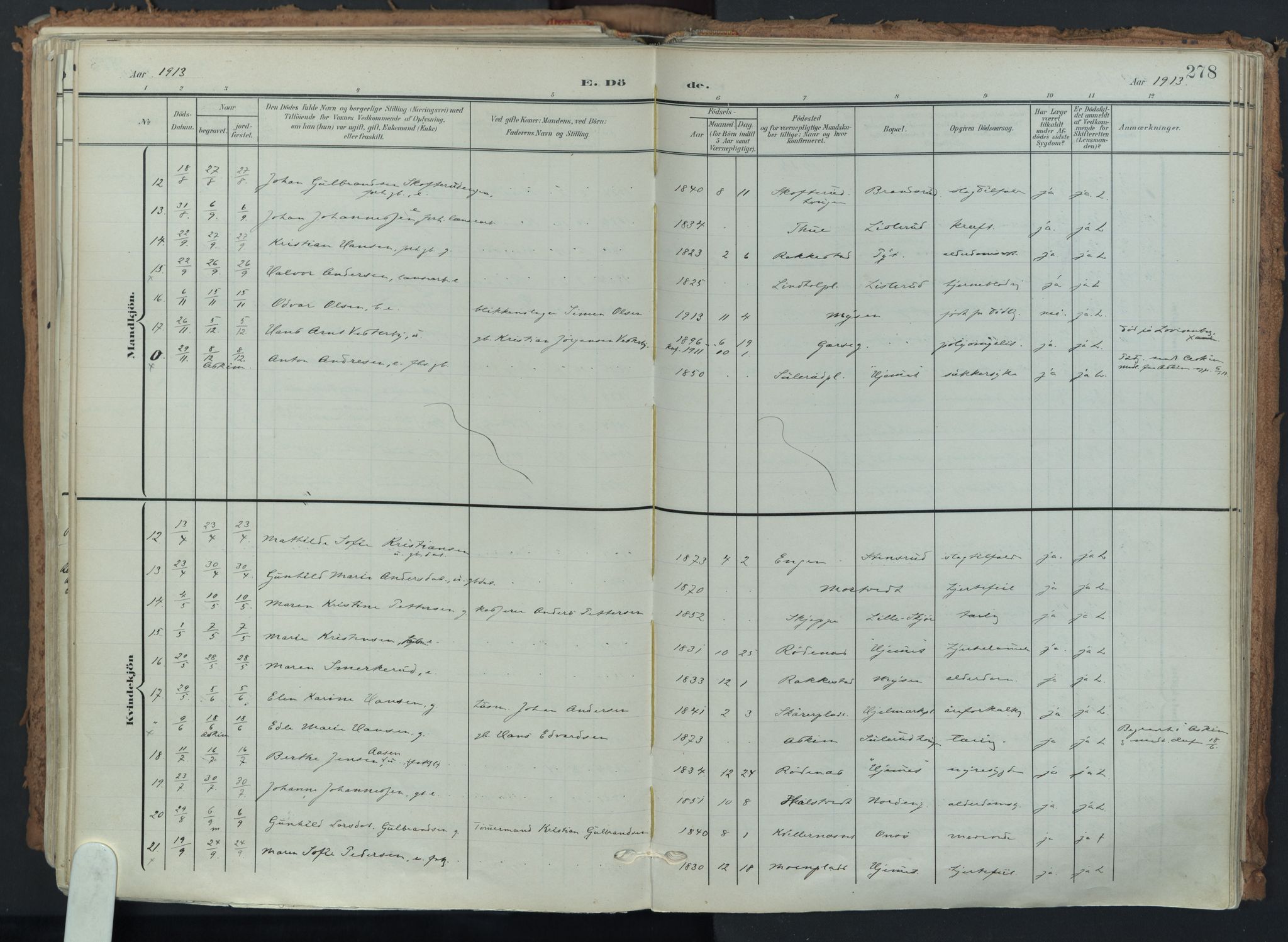 Eidsberg prestekontor Kirkebøker, AV/SAO-A-10905/F/Fa/L0014: Parish register (official) no. I 14, 1902-1919, p. 278