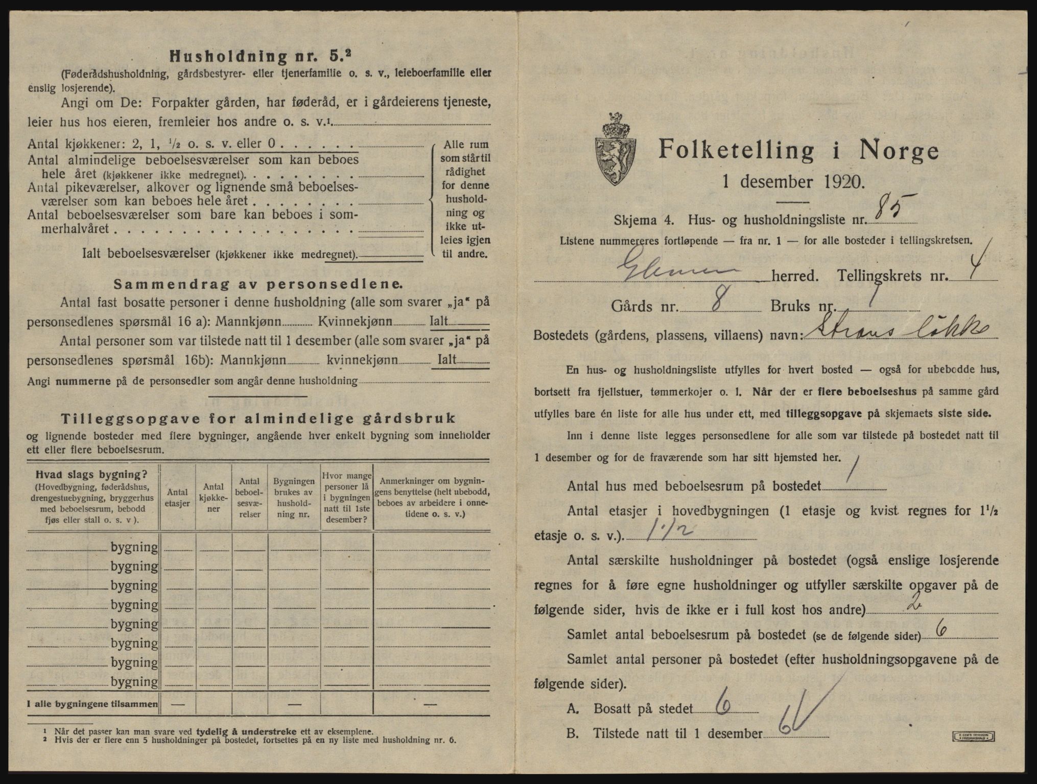 SAO, 1920 census for Glemmen, 1920, p. 1627