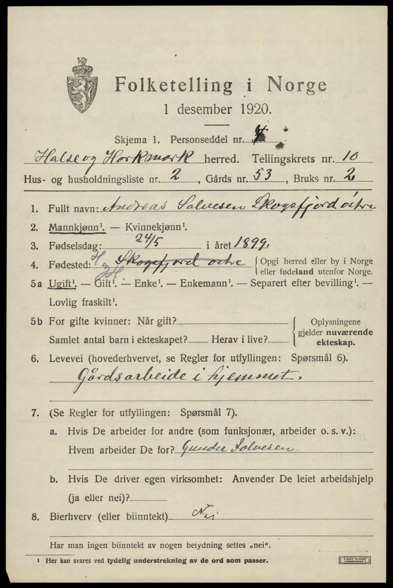 SAK, 1920 census for Halse og Harkmark, 1920, p. 5635