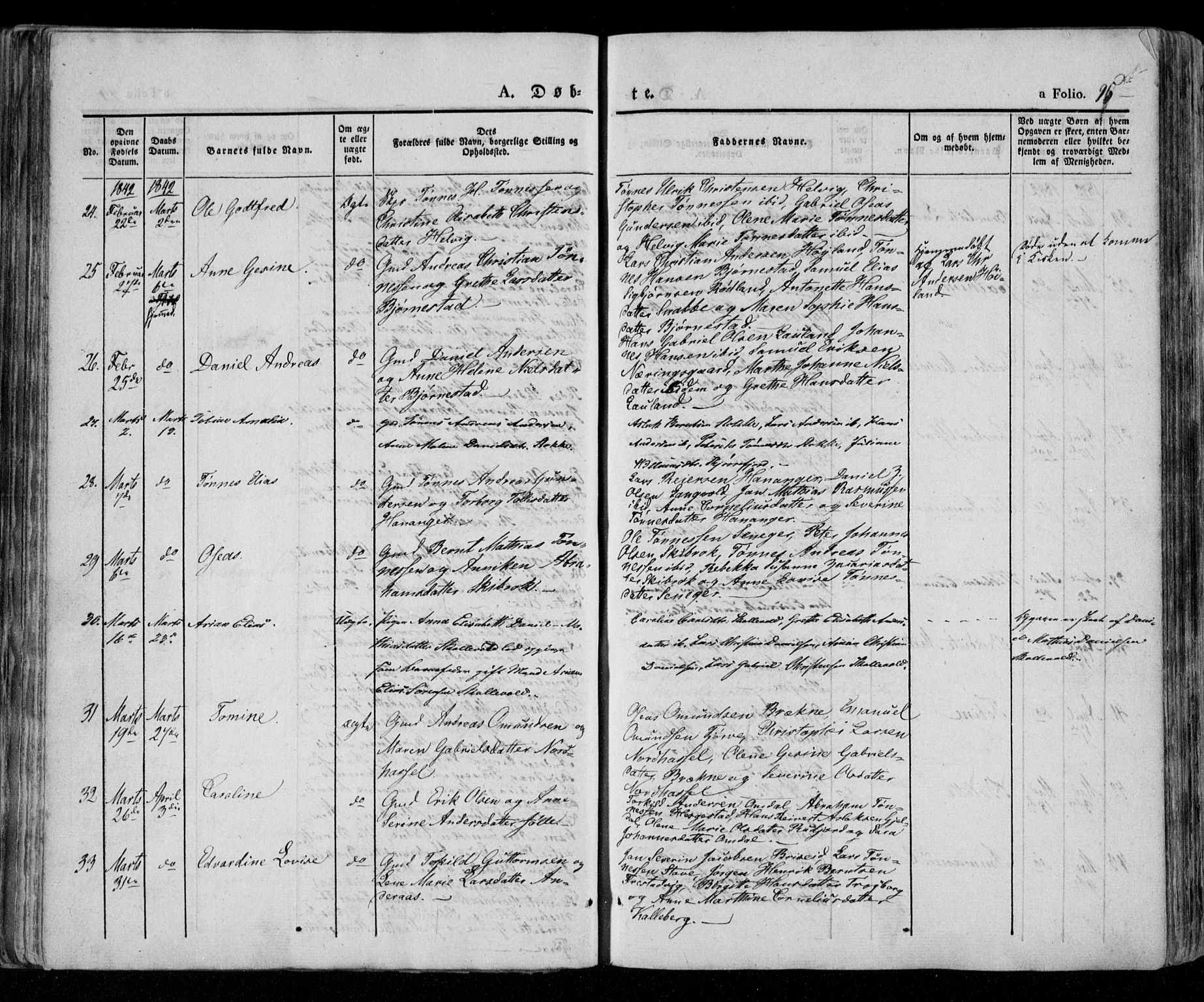 Lista sokneprestkontor, AV/SAK-1111-0027/F/Fa/L0009: Parish register (official) no. A 9, 1835-1846, p. 95