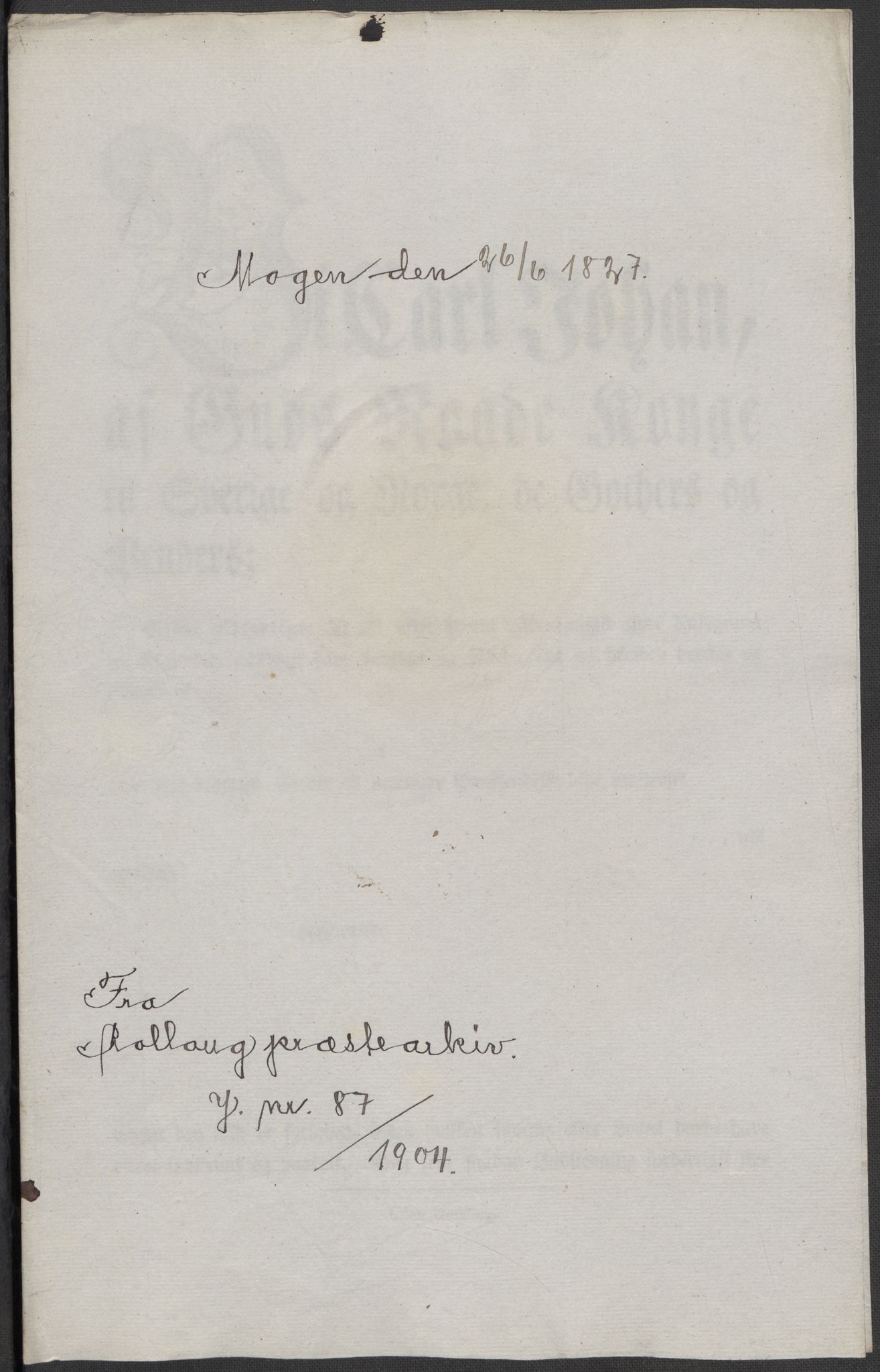Riksarkivets diplomsamling, RA/EA-5965/F15/L0019: Prestearkiv - Buskerud og Telemark, 1618-1841, p. 85