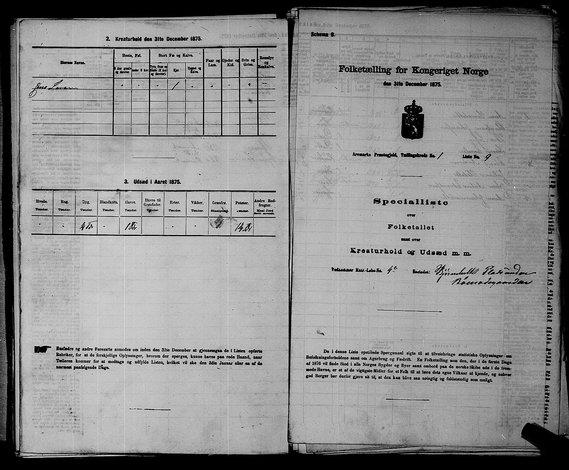 RA, 1875 census for 0118P Aremark, 1875, p. 80