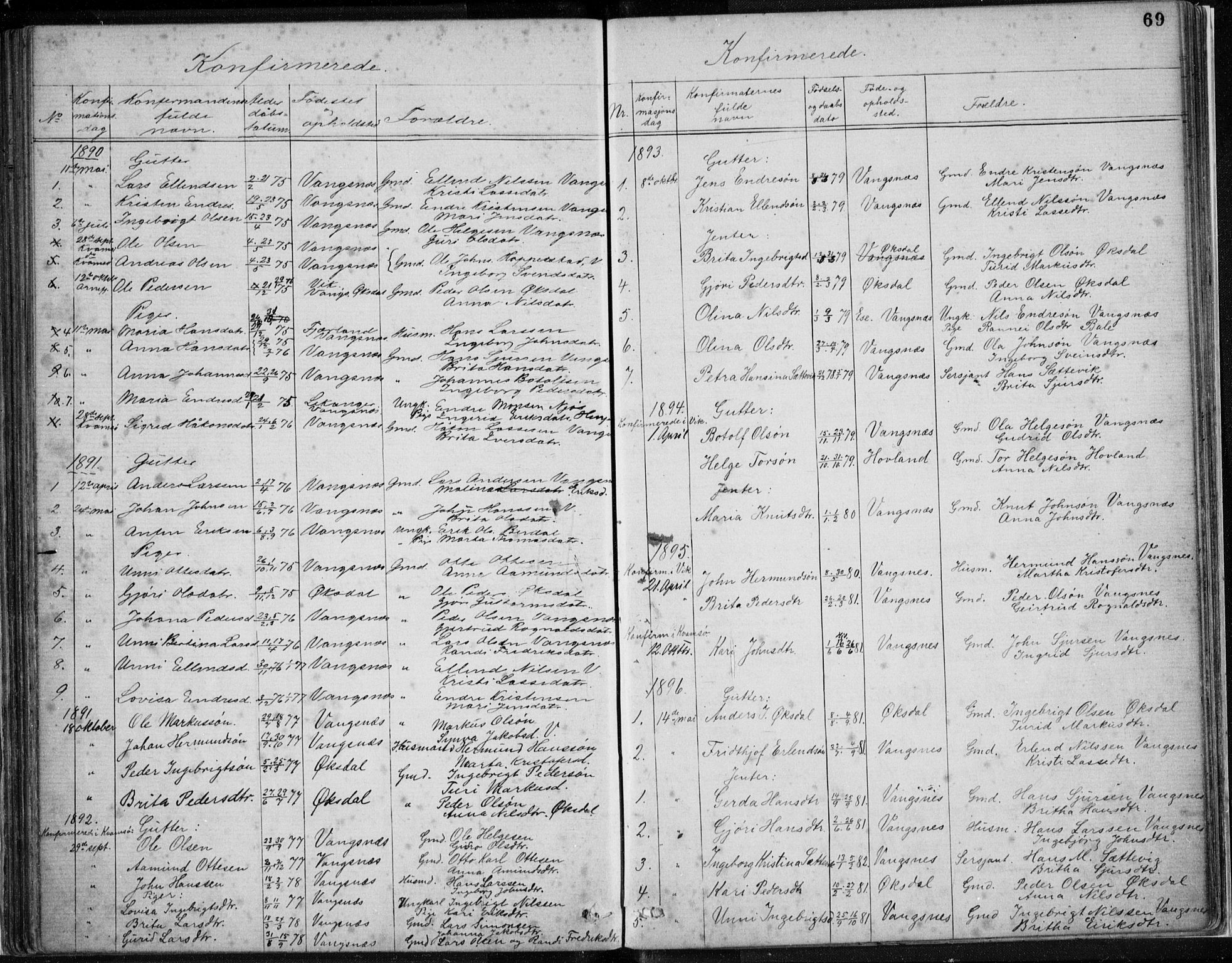 Vik sokneprestembete, AV/SAB-A-81501/H/Hab/Habc/L0002: Parish register (copy) no. C 2, 1880-1934, p. 69