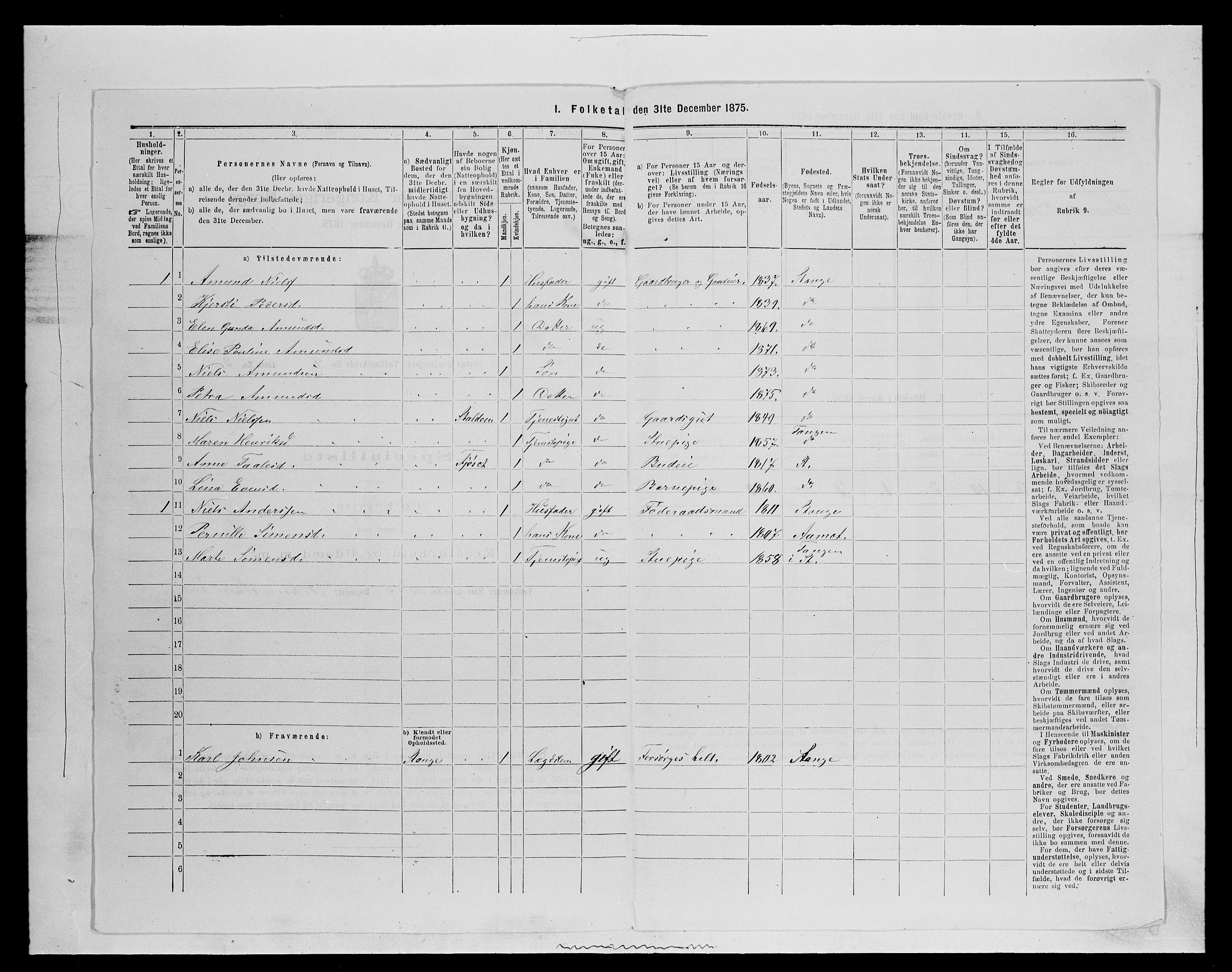 SAH, 1875 census for 0417P Stange, 1875, p. 1286