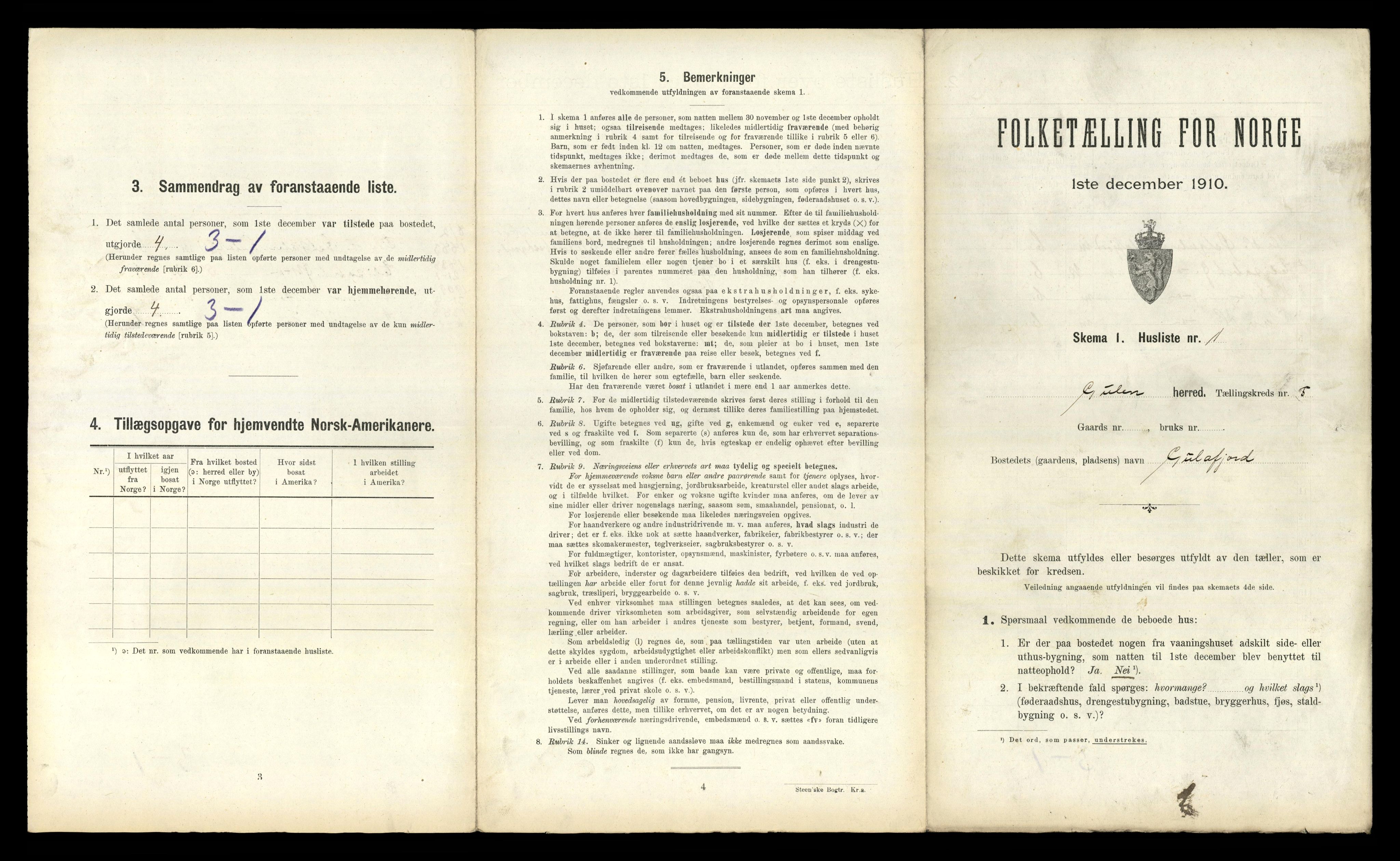 RA, 1910 census for Gulen, 1910, p. 396