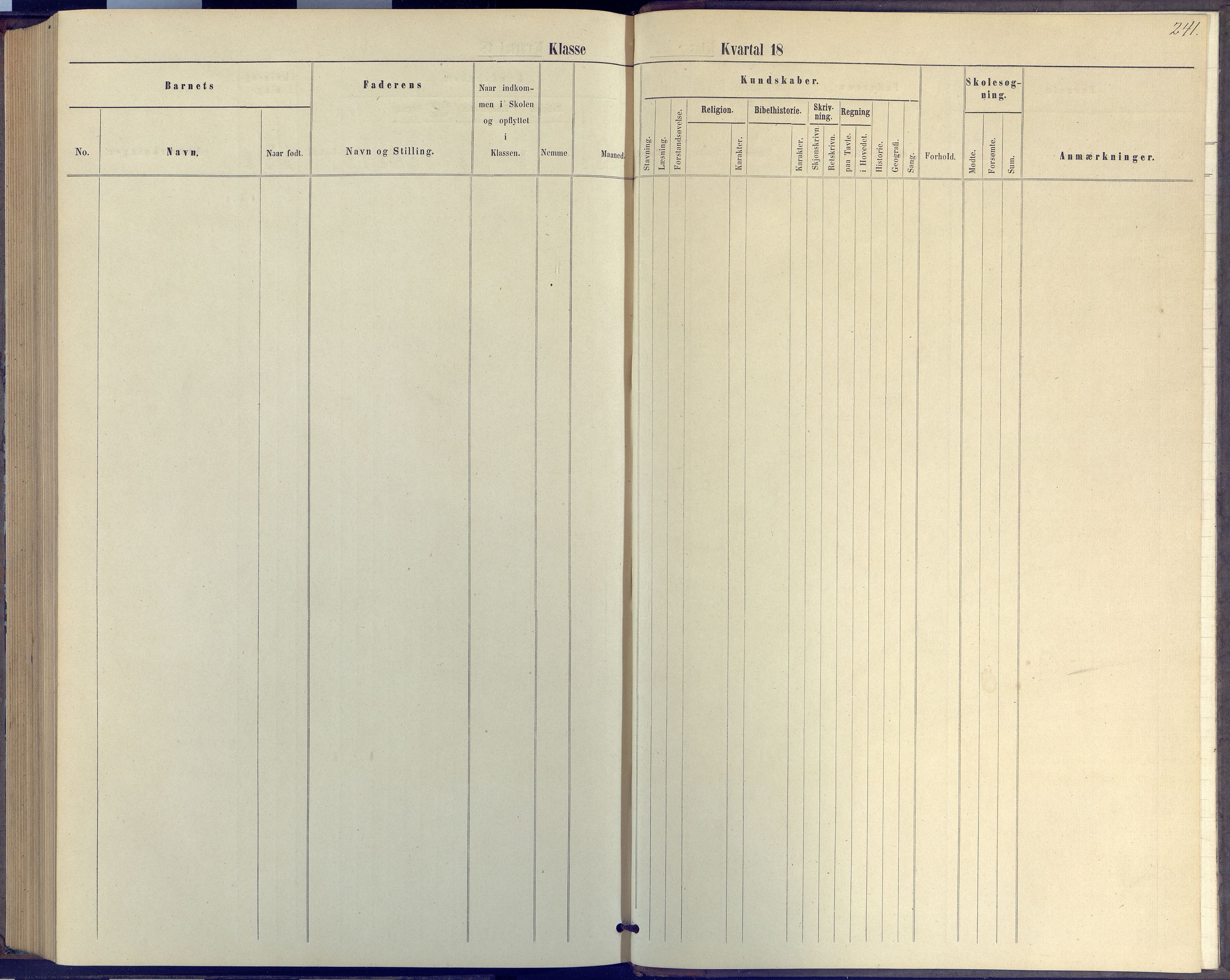 Arendal kommune, Katalog I, AAKS/KA0906-PK-I/07/L0046: Protokoll for 4. klasse, 1867-1875, p. 241