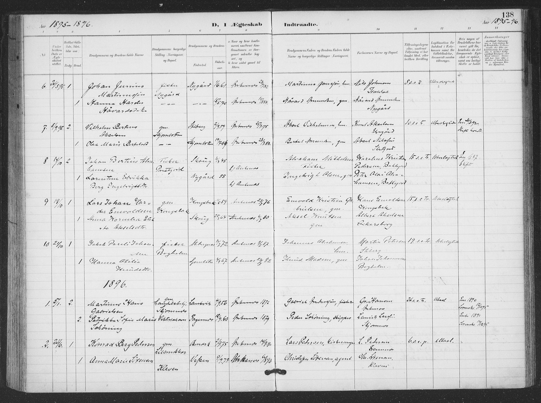 Ministerialprotokoller, klokkerbøker og fødselsregistre - Nordland, SAT/A-1459/866/L0939: Parish register (official) no. 866A02, 1894-1906, p. 138