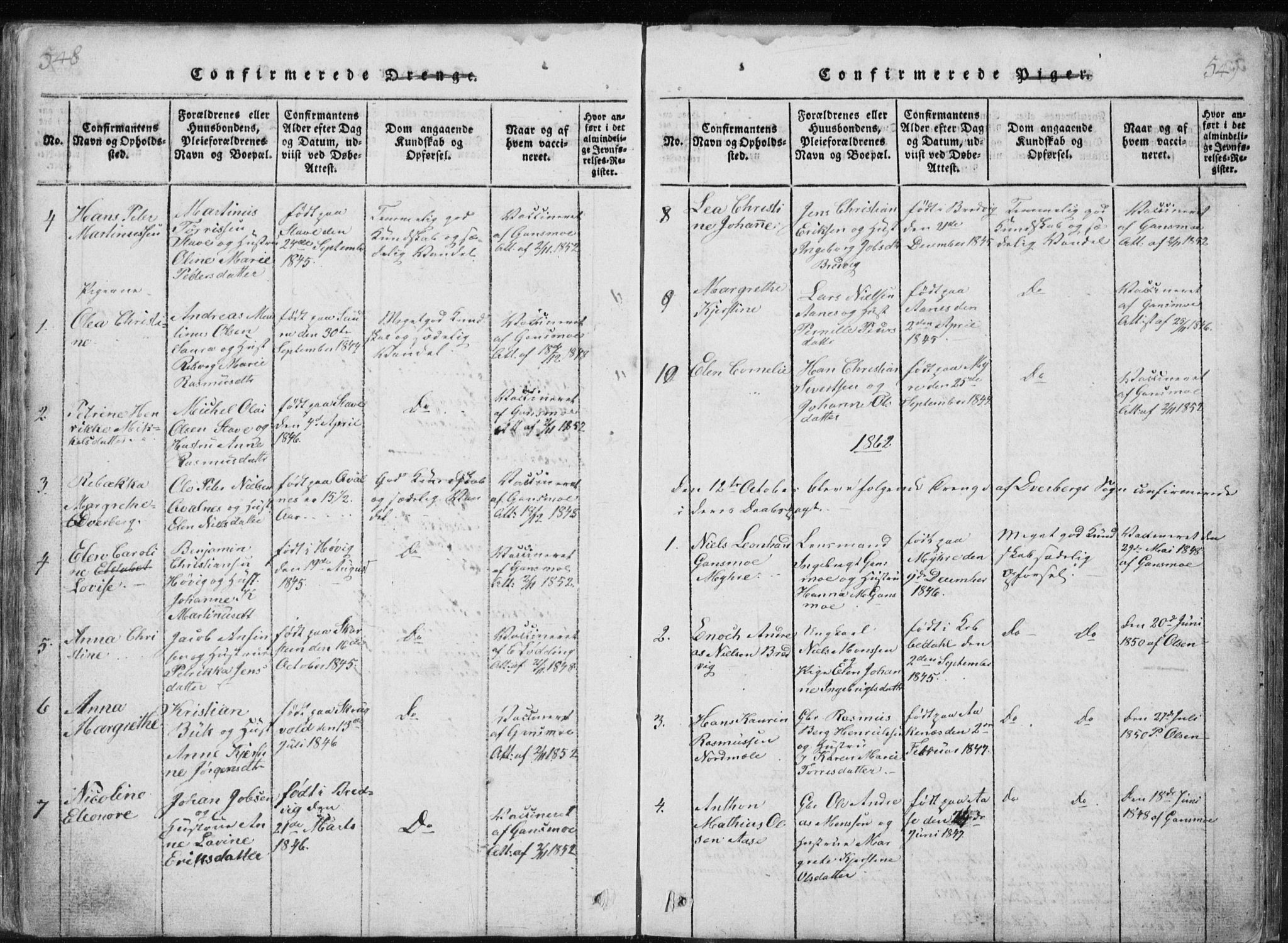 Ministerialprotokoller, klokkerbøker og fødselsregistre - Nordland, AV/SAT-A-1459/897/L1411: Parish register (copy) no. 897C01, 1820-1866, p. 548-549