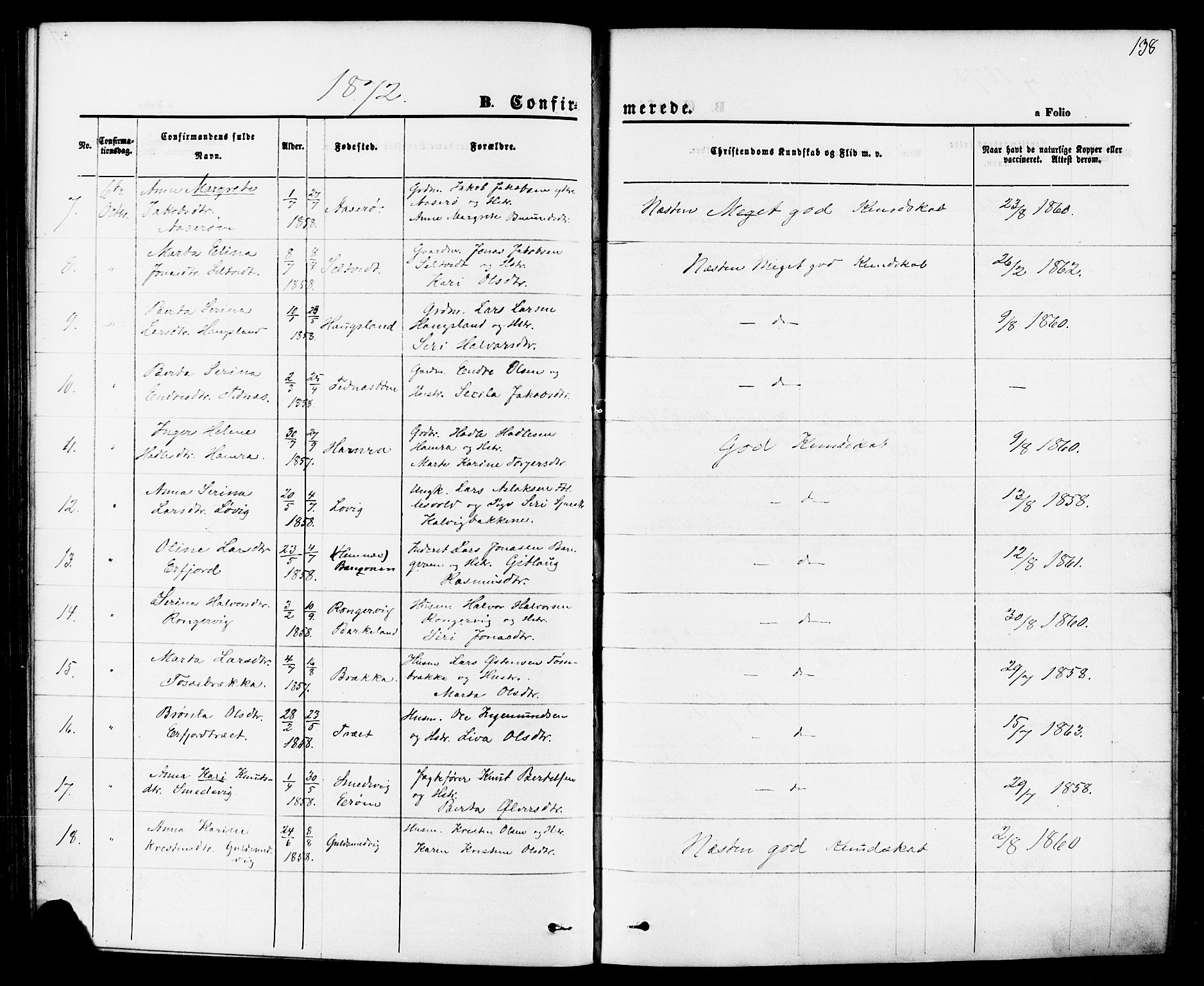 Jelsa sokneprestkontor, AV/SAST-A-101842/01/IV: Parish register (official) no. A 8, 1867-1883, p. 138