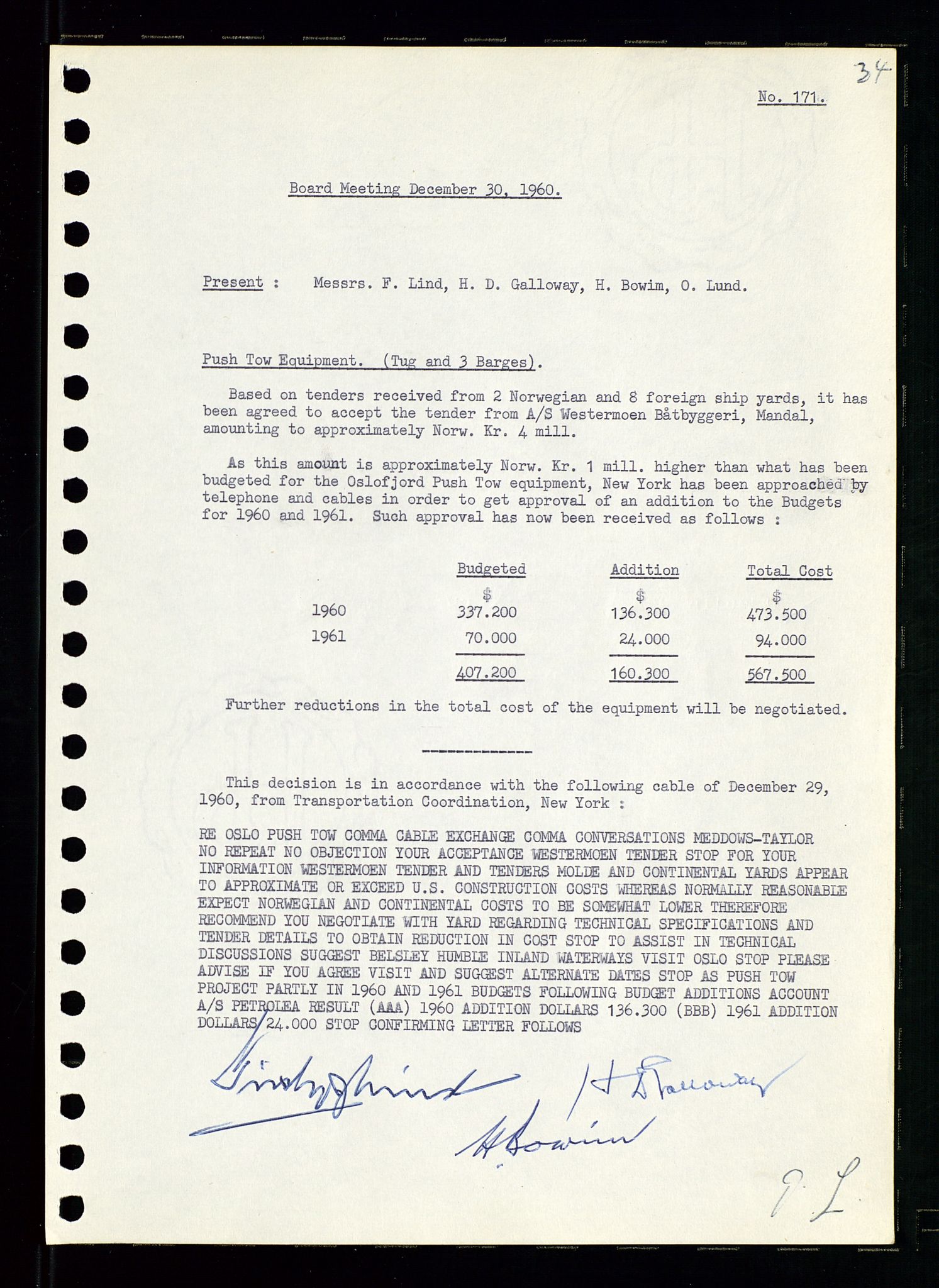 Pa 0982 - Esso Norge A/S, AV/SAST-A-100448/A/Aa/L0001/0002: Den administrerende direksjon Board minutes (styrereferater) / Den administrerende direksjon Board minutes (styrereferater), 1960-1961, p. 81