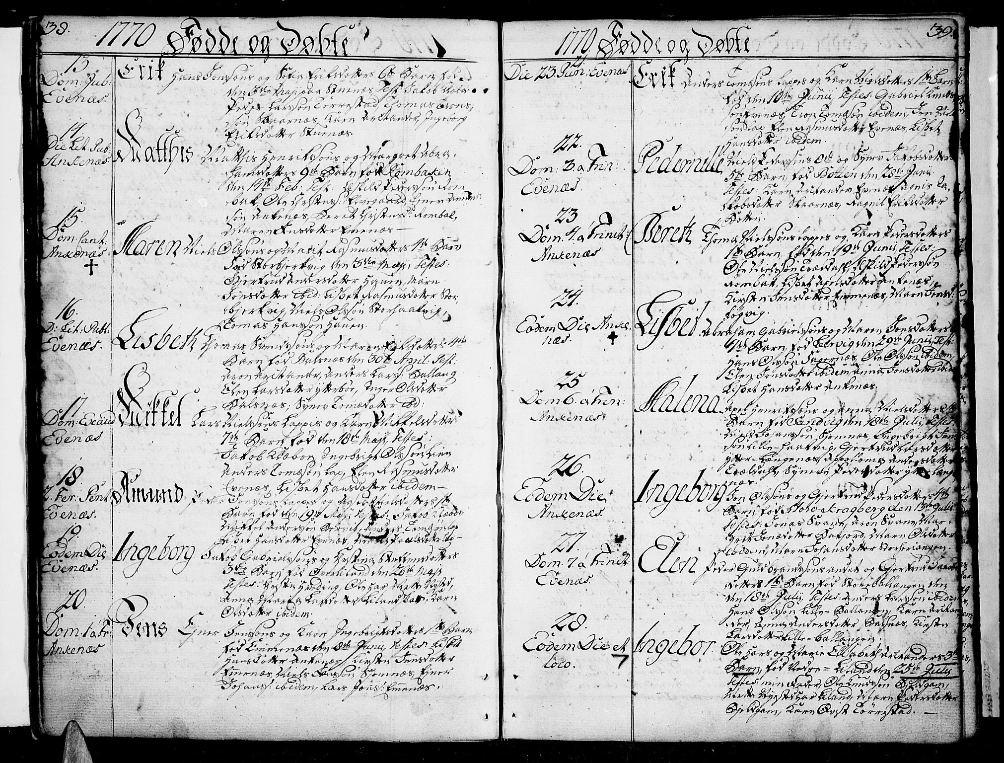 Ministerialprotokoller, klokkerbøker og fødselsregistre - Nordland, SAT/A-1459/863/L0892: Parish register (official) no. 863A04, 1765-1794, p. 38-39