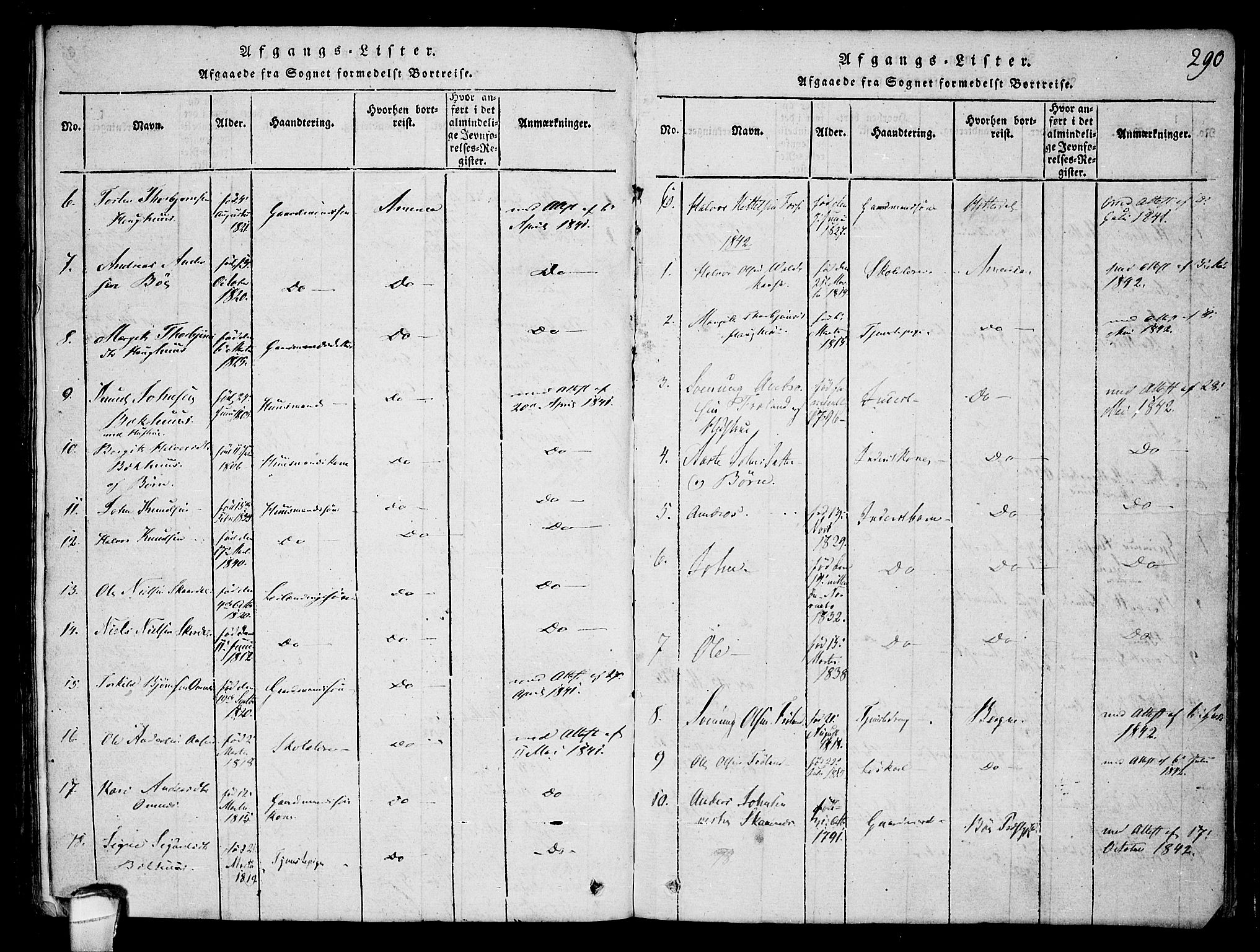 Hjartdal kirkebøker, SAKO/A-270/F/Fb/L0001: Parish register (official) no. II 1, 1815-1843, p. 290