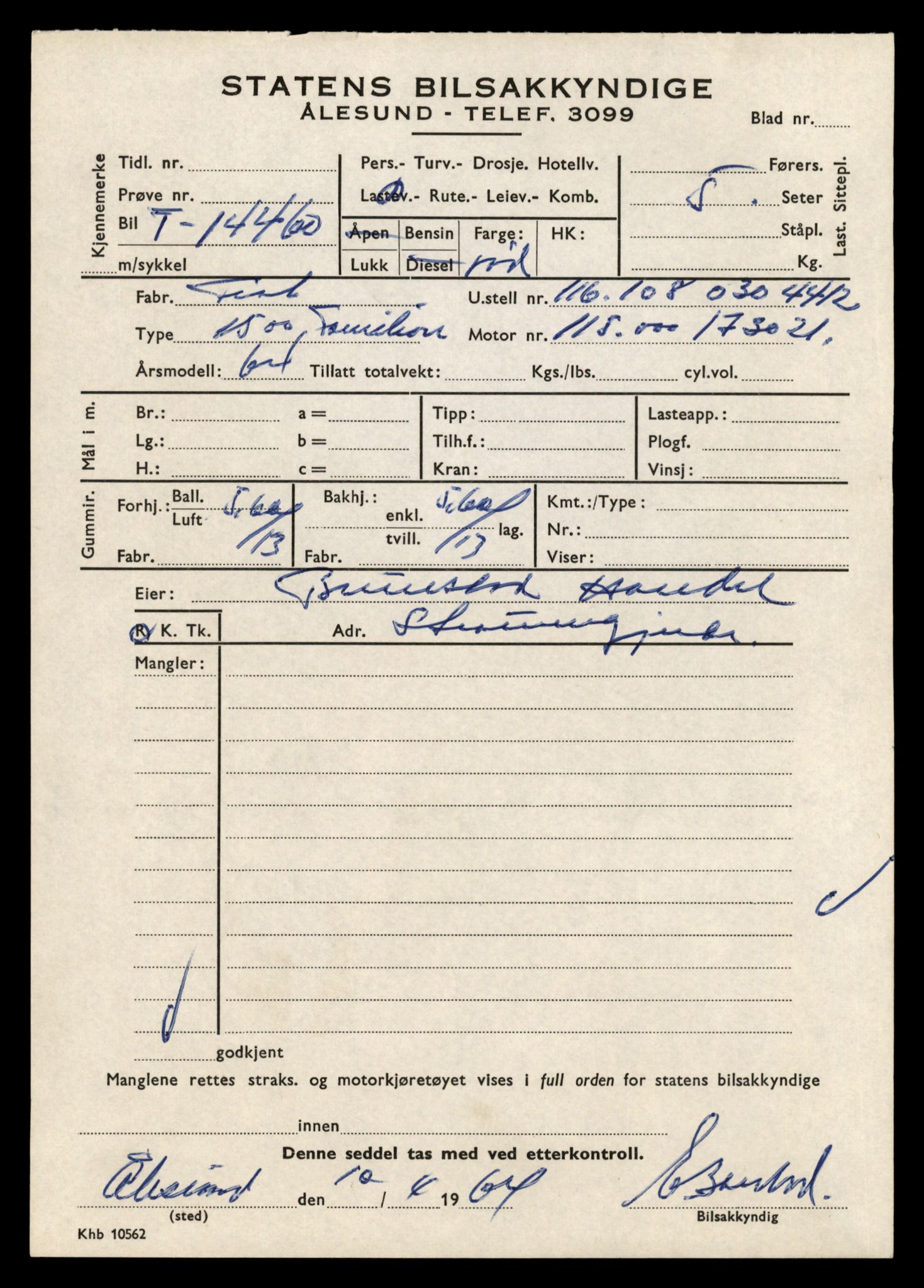 Møre og Romsdal vegkontor - Ålesund trafikkstasjon, AV/SAT-A-4099/F/Fe/L0046: Registreringskort for kjøretøy T 14445 - T 14579, 1927-1998