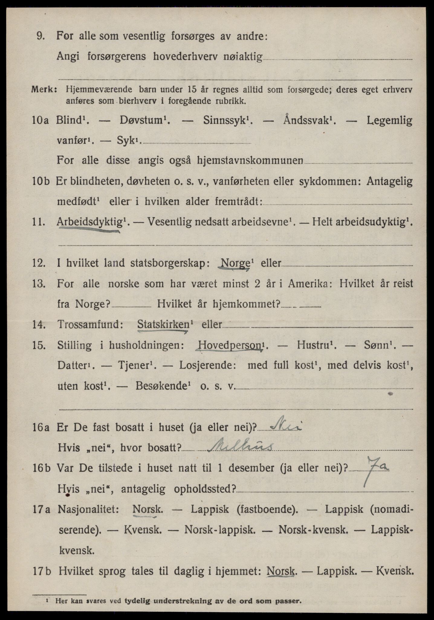 SAT, 1920 census for Rennebu, 1920, p. 2711
