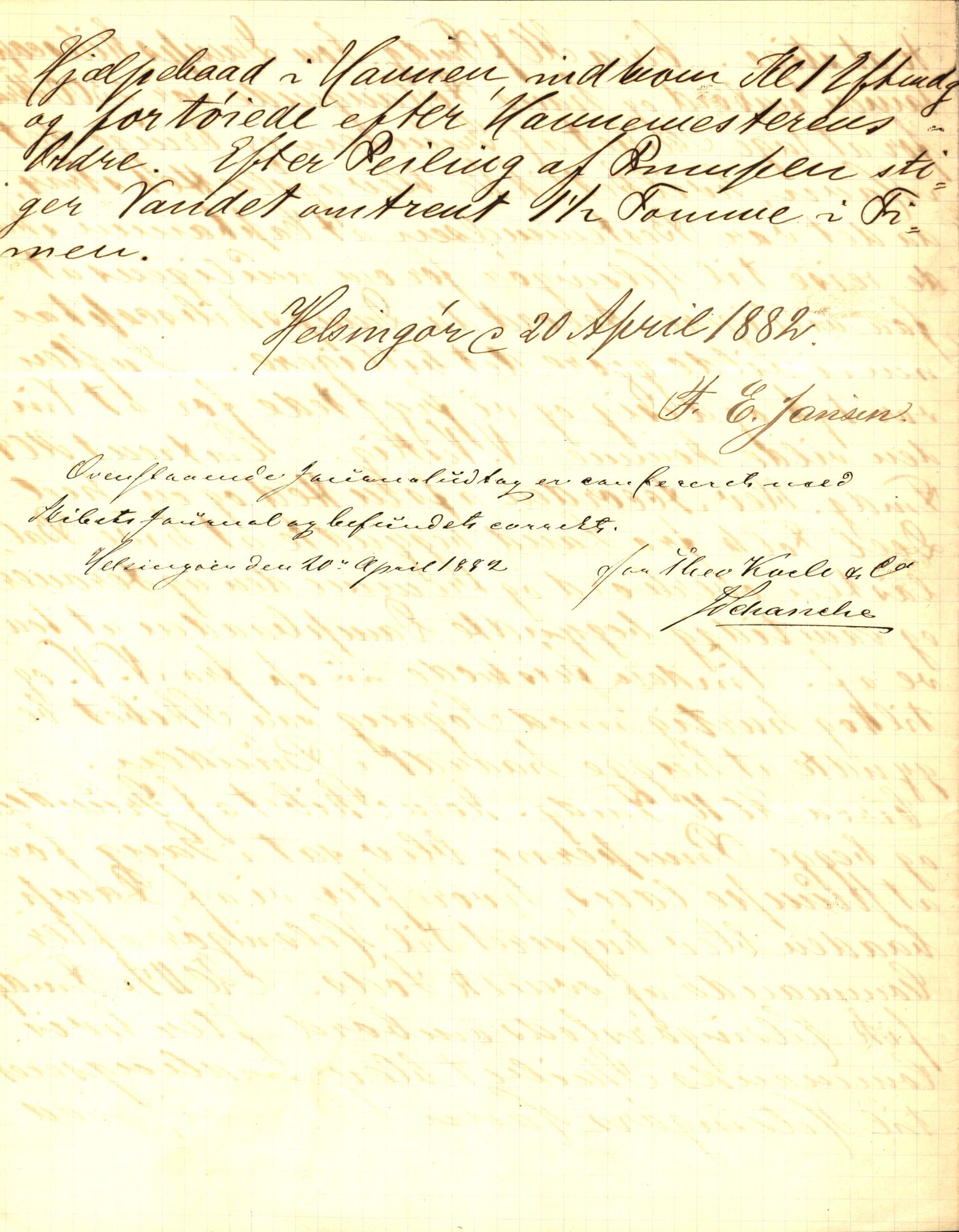 Pa 63 - Østlandske skibsassuranceforening, VEMU/A-1079/G/Ga/L0015/0007: Havaridokumenter / Jil, B.M. Width, Luca, Flora, Drammen, 1882, p. 46