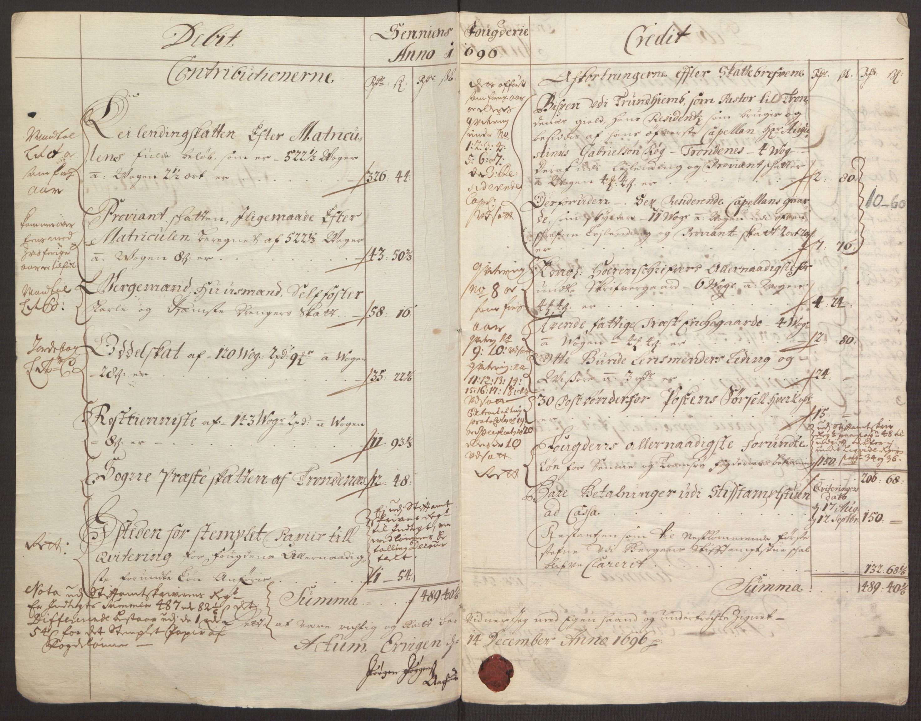 Rentekammeret inntil 1814, Reviderte regnskaper, Fogderegnskap, RA/EA-4092/R68/L4753: Fogderegnskap Senja og Troms, 1694-1696, p. 230