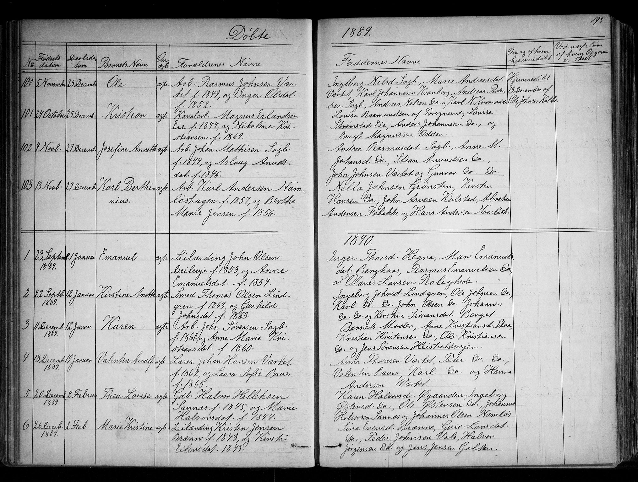 Holla kirkebøker, SAKO/A-272/G/Ga/L0004: Parish register (copy) no. I 4, 1867-1890, p. 193