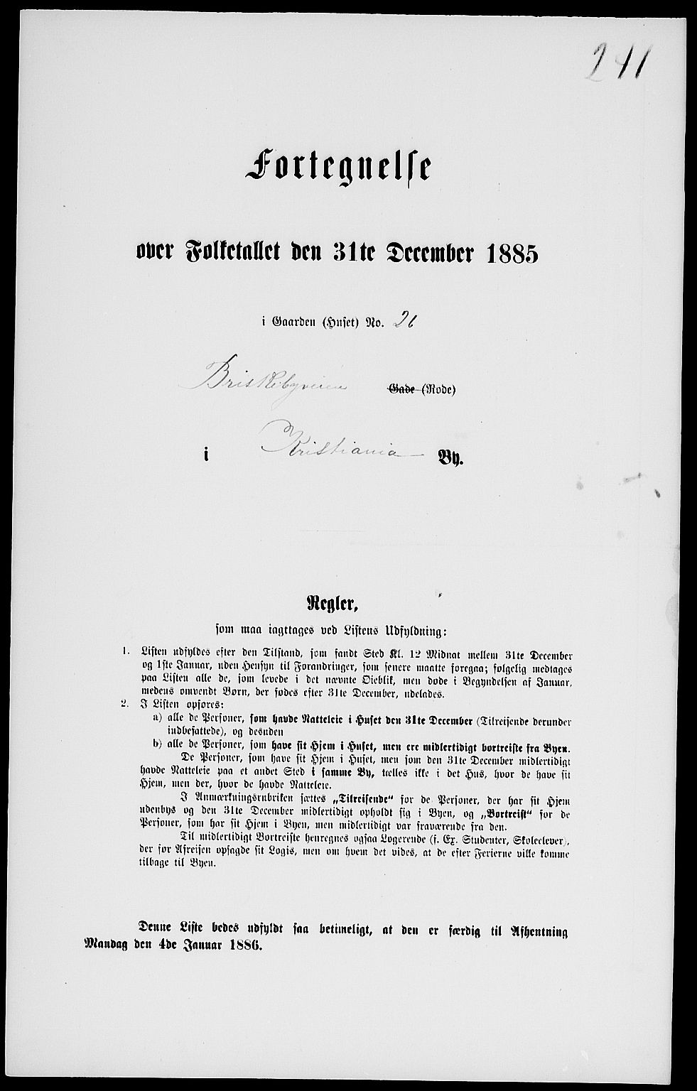 RA, 1885 census for 0301 Kristiania, 1885, p. 5289