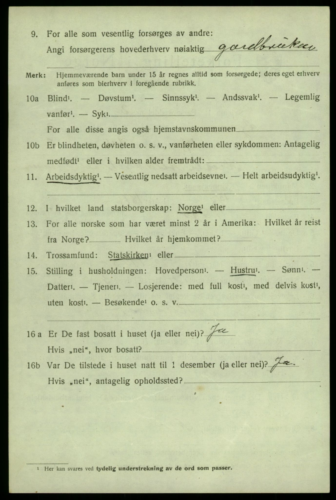 SAB, 1920 census for Granvin, 1920, p. 1297