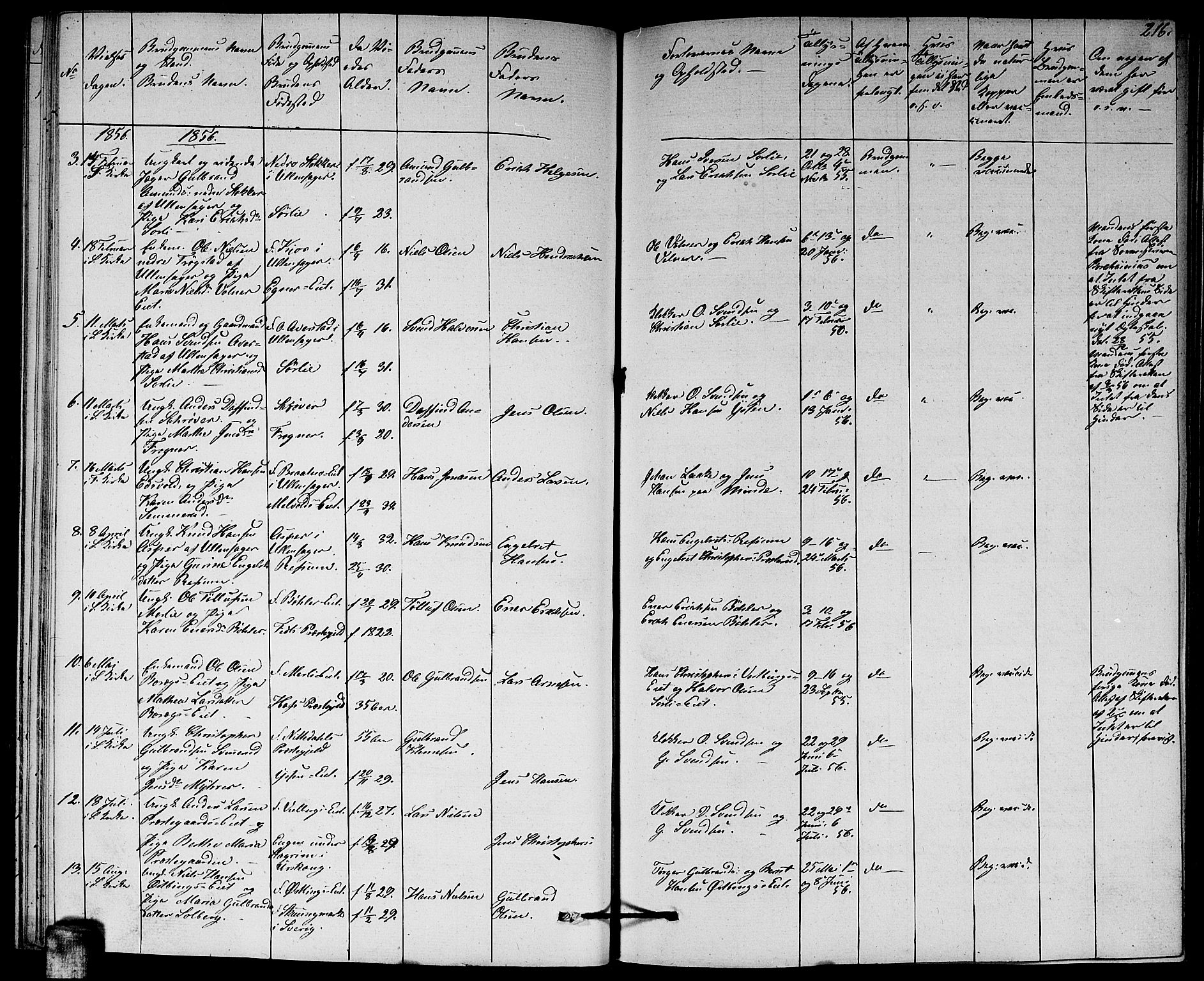 Sørum prestekontor Kirkebøker, AV/SAO-A-10303/G/Ga/L0003: Parish register (copy) no. I 3, 1846-1863, p. 216