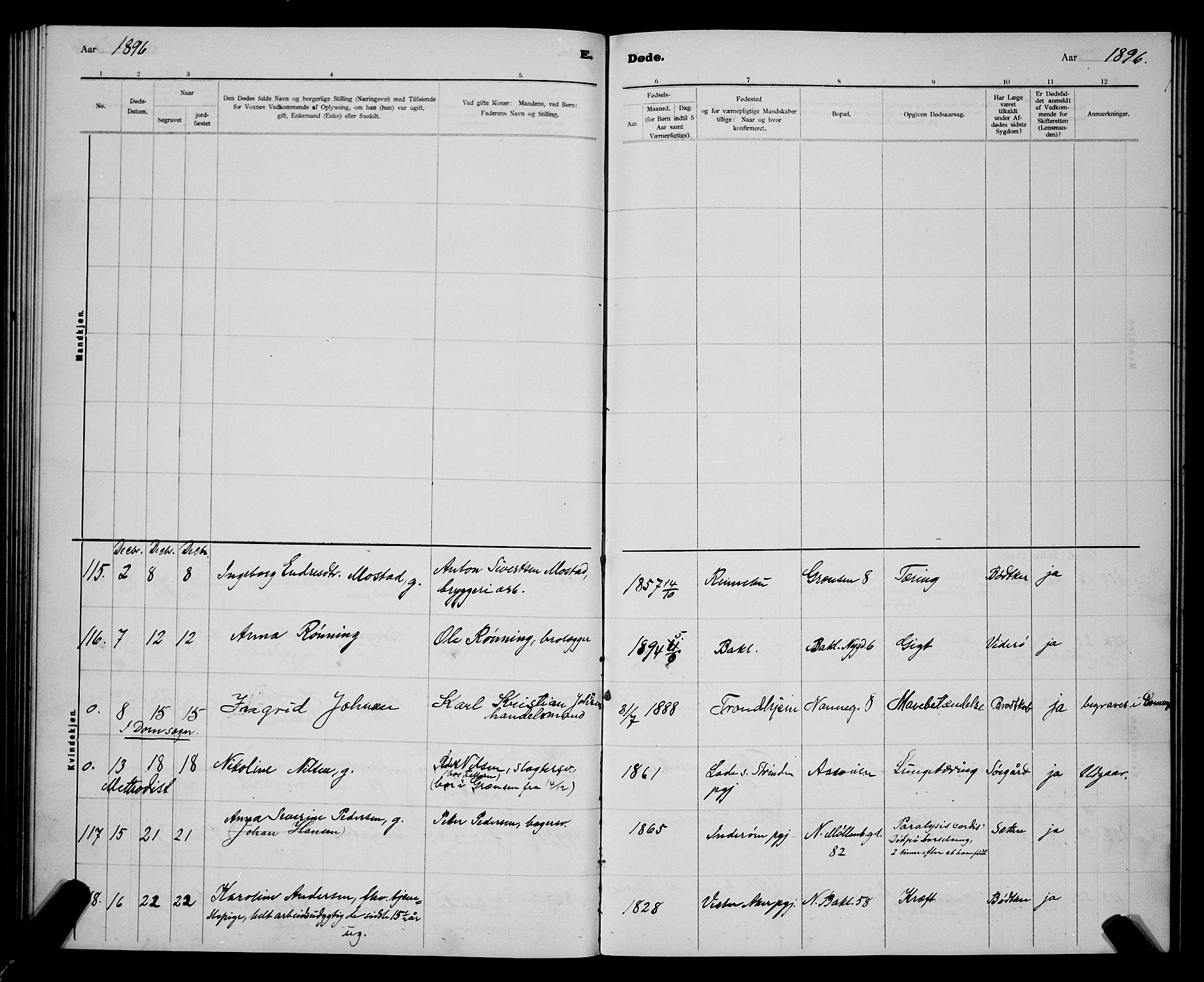 Ministerialprotokoller, klokkerbøker og fødselsregistre - Sør-Trøndelag, AV/SAT-A-1456/604/L0224: Parish register (copy) no. 604C07, 1894-1898