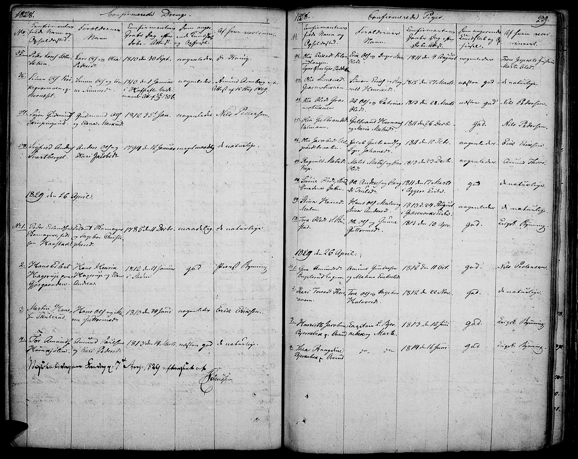 Vinger prestekontor, AV/SAH-PREST-024/H/Ha/Haa/L0007: Parish register (official) no. 7, 1826-1839, p. 239