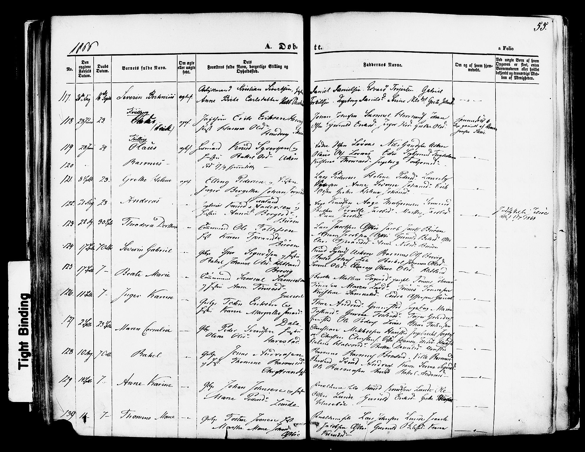 Hetland sokneprestkontor, SAST/A-101826/30/30BA/L0003: Parish register (official) no. A 3, 1862-1876, p. 55